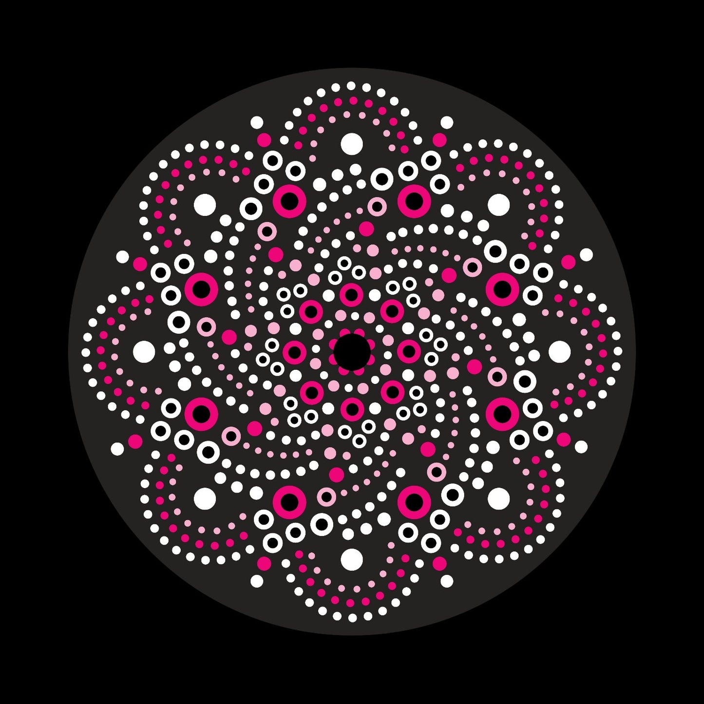 Mandala Aboriginal Dot Painting Pink Flower Self-Adhesive Custom Preprinted Centre Center Labels for Records & DVS Timecode Vinyl - centerlabels_uk