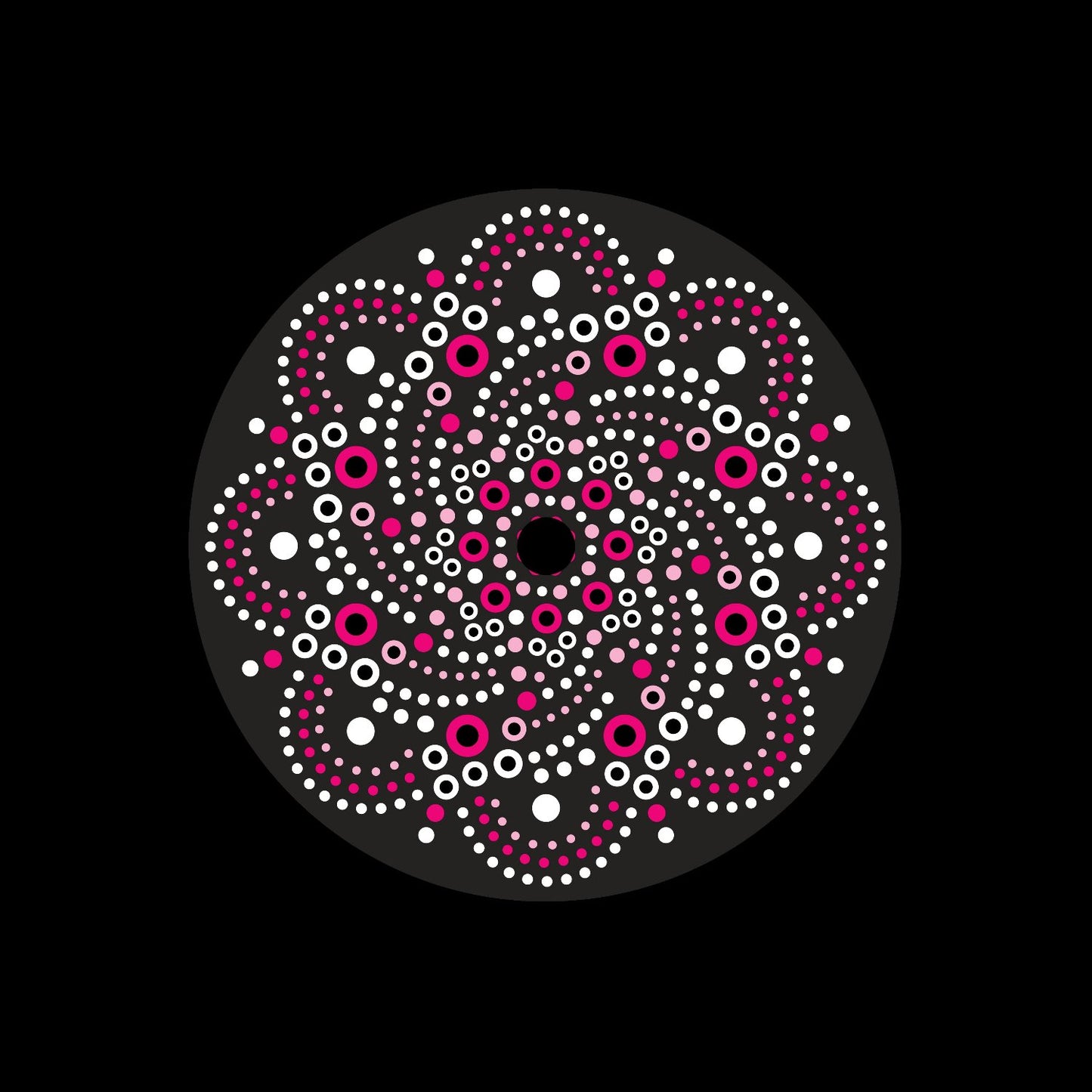 Mandala Aboriginal Dot Painting Pink Flower Self-Adhesive Custom Preprinted Centre Center Labels for 7" Records & DVS Timecode Vinyl - centerlabels_uk