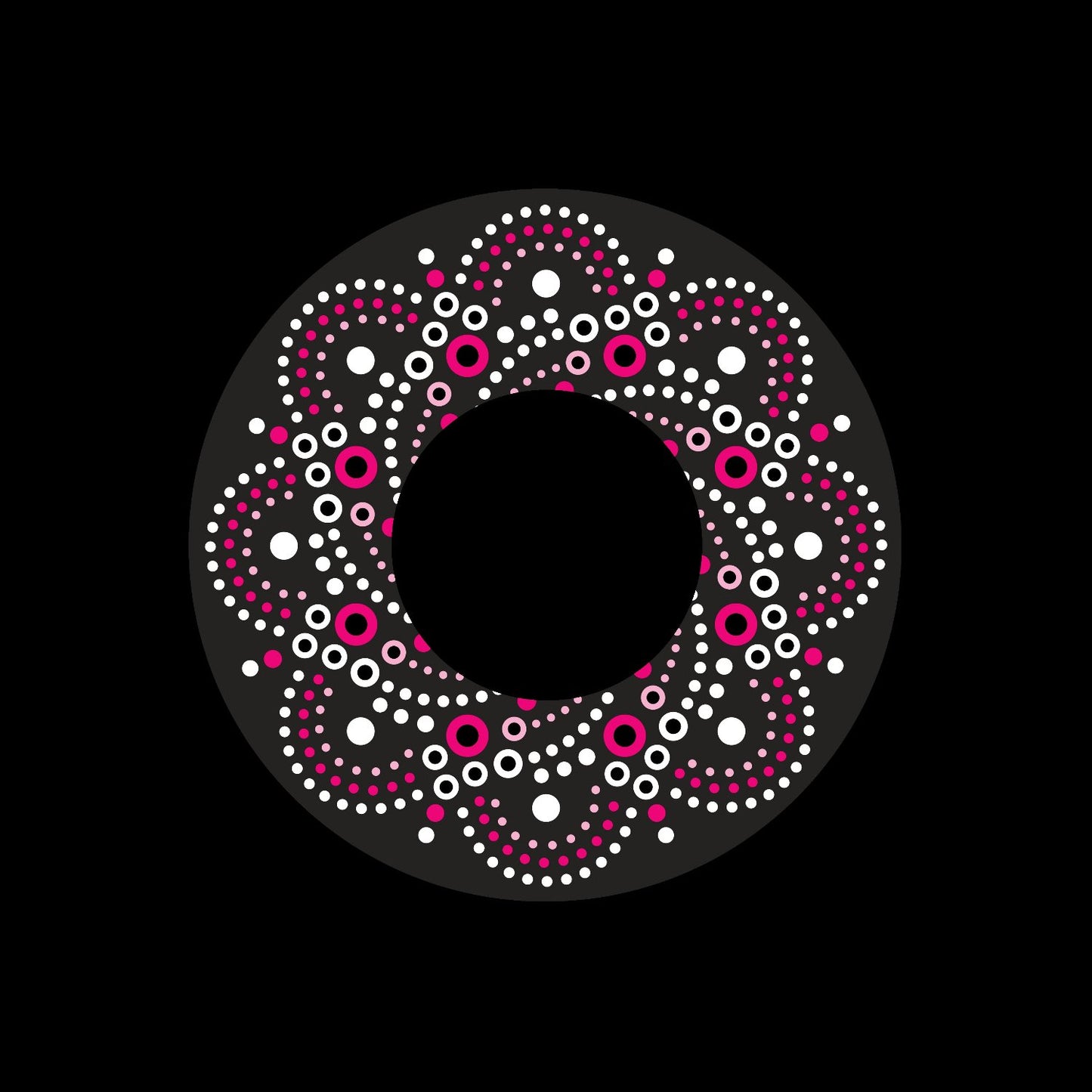 Mandala Aboriginal Dot Painting Pink Flower Self-Adhesive Custom Preprinted Centre Center Labels for Jukebox Large Hole 7" Records & DVS Timecode Vinyl - centerlabels_uk