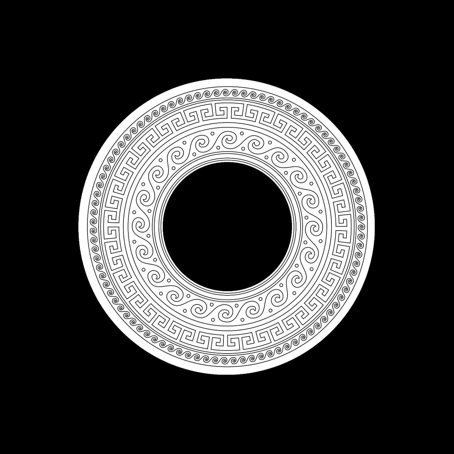 Ancient Greek Round Key Mandala Custom Gloss Promo Record Middle Stickers for LPs, Singles & Serato Traktor Rekordbox DVS Control Vinyl - centerlabels_uk