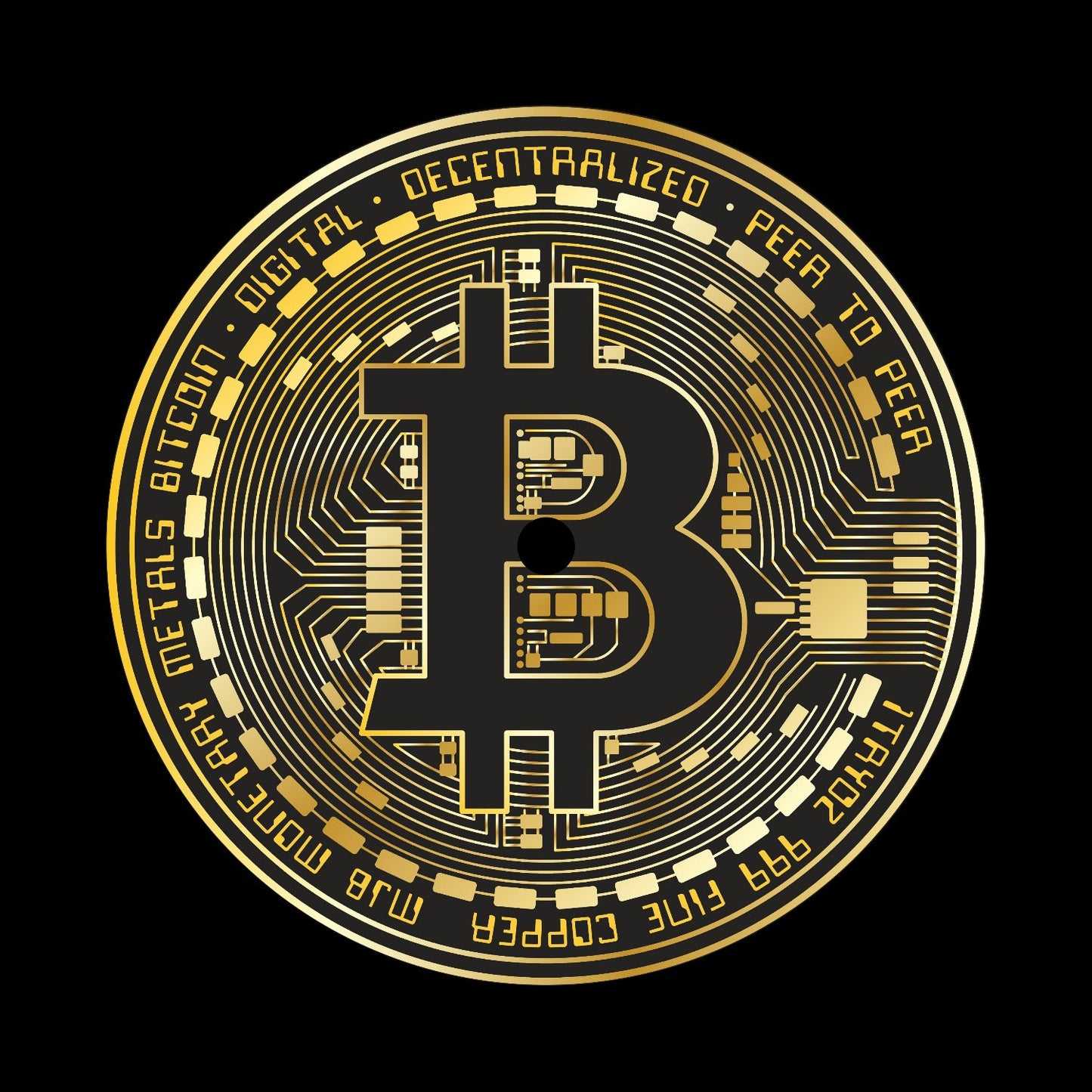 BTC Bitcoin Coin Centre Label
