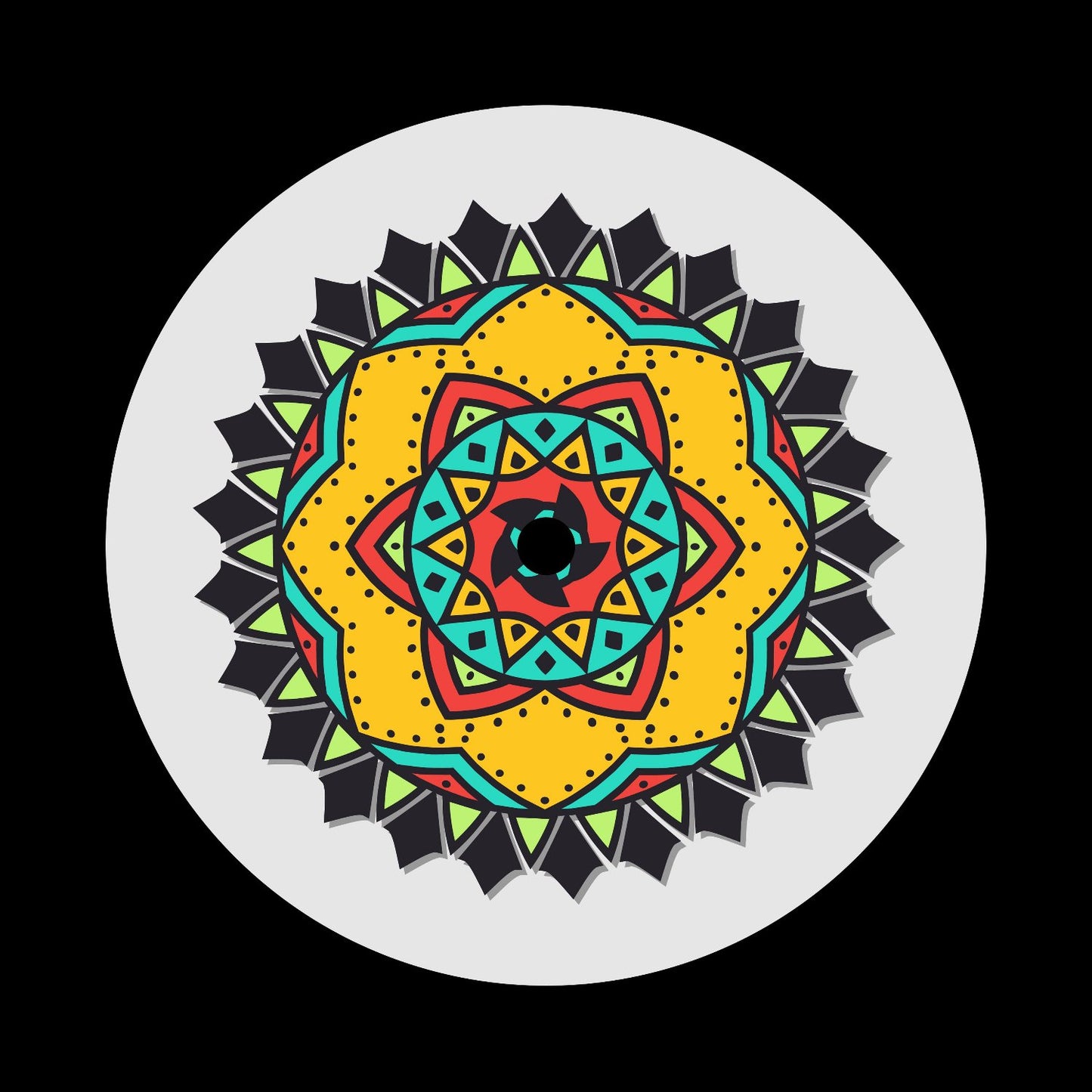 Bright Mandala Self-Adhesive Custom Promo Paper Record Middles Centre Center Labels for 12" Records & DVS Control Vinyl - centerlabels_uk