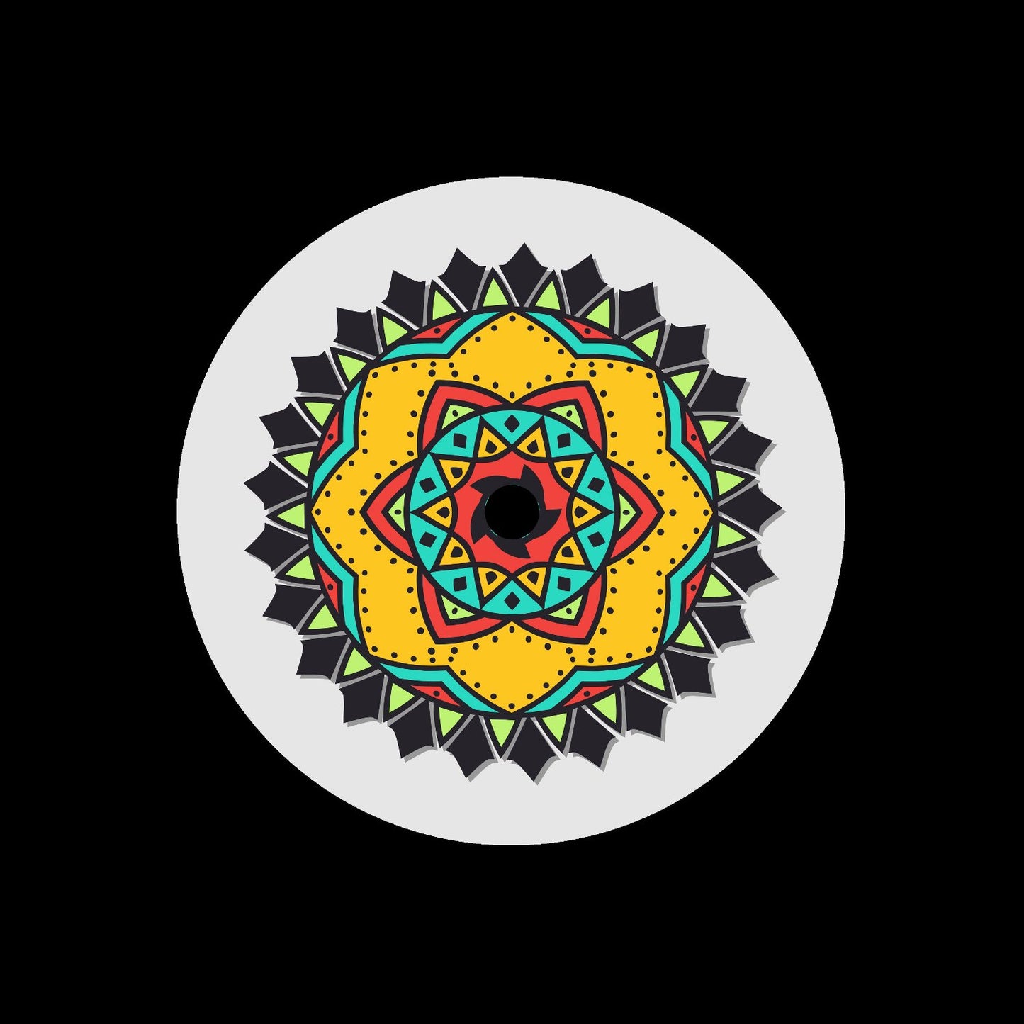 Bright Mandala Self-Adhesive Custom Promo Paper Record Middles Centre Center Labels for 7" Records & DVS Control Vinyl - centerlabels_uk