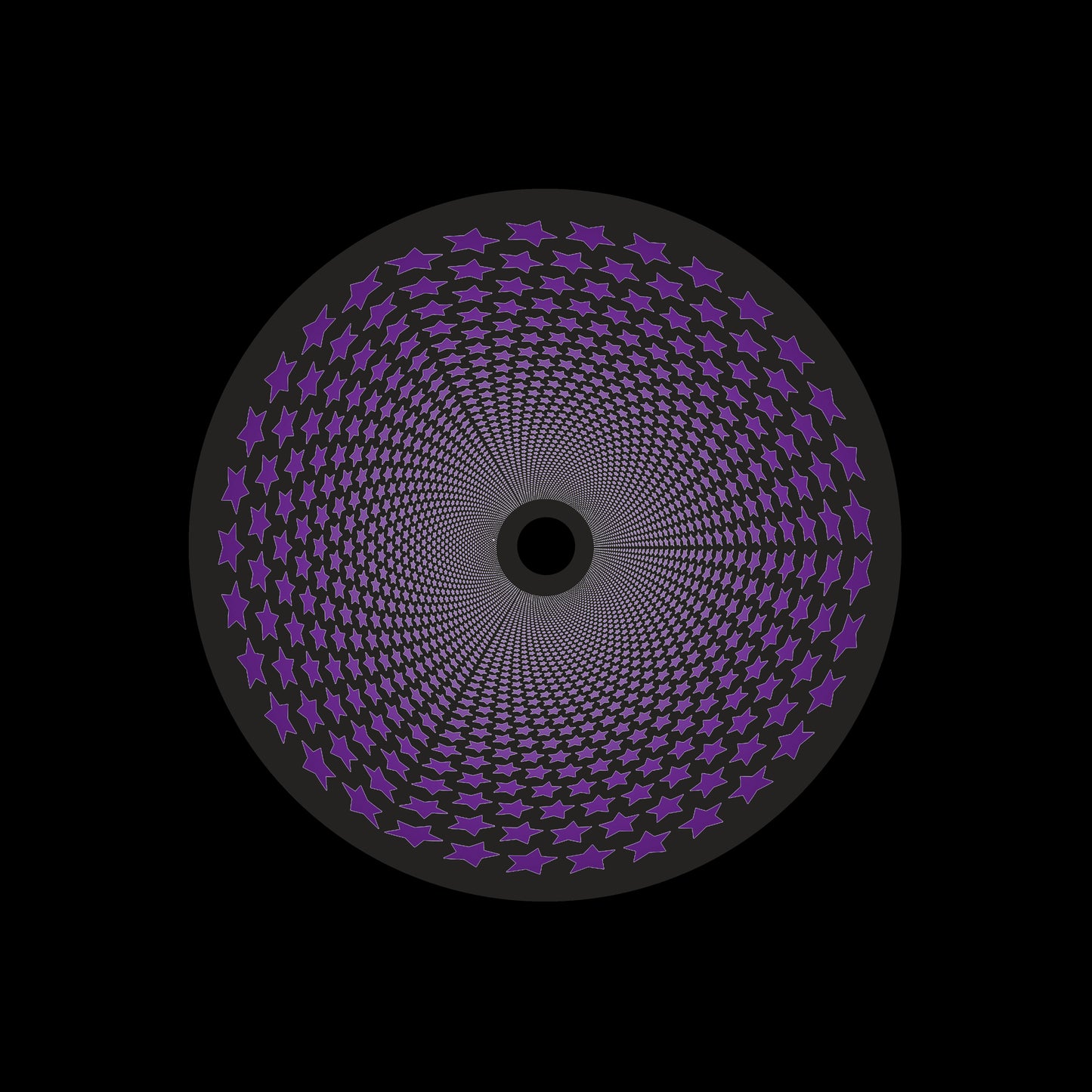 Inverse Circle Stars Vortex Purple & Black 7" Jukebox, 7", 10", 12"/LP Vinyl Record Centre Labels (Pair)