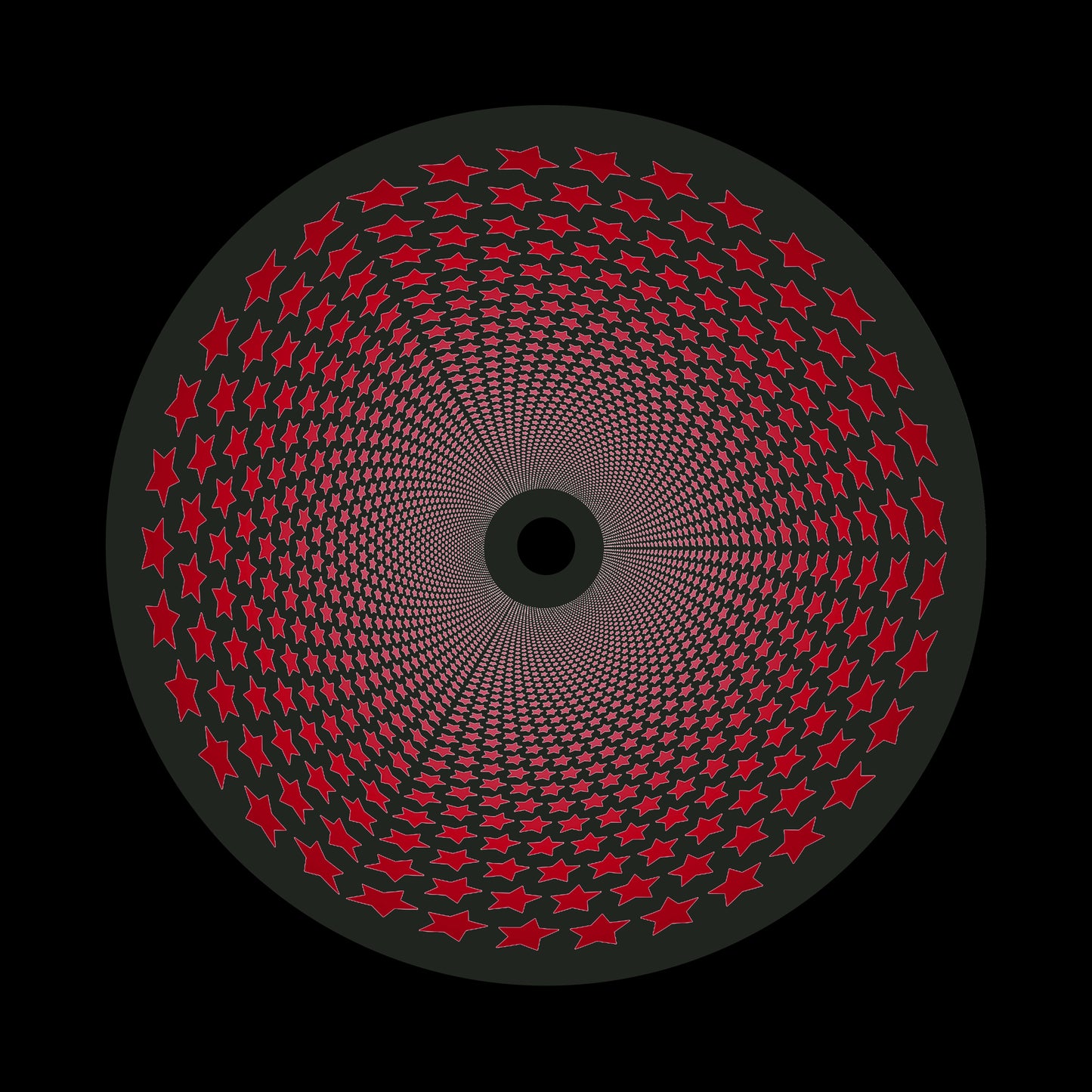 Inverse Circle Stars Vortex Red & Black 7" Jukebox, 7", 10", 12"/LP Vinyl Record Centre Labels (Pair)