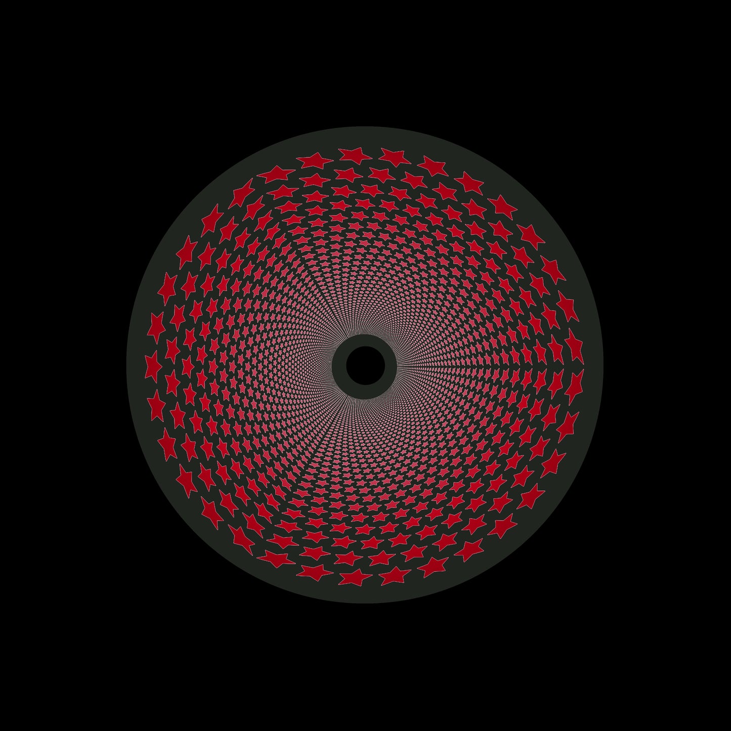 Inverse Circle Stars Vortex Red & Black 7" Jukebox, 7", 10", 12"/LP Vinyl Record Centre Labels (Pair)