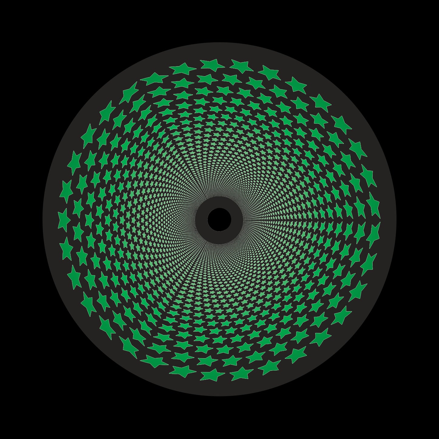 Inverse Circle Stars Vortex Green & Black 7" Jukebox, 7", 10", 12"/LP Vinyl Record Centre Labels (Pair)