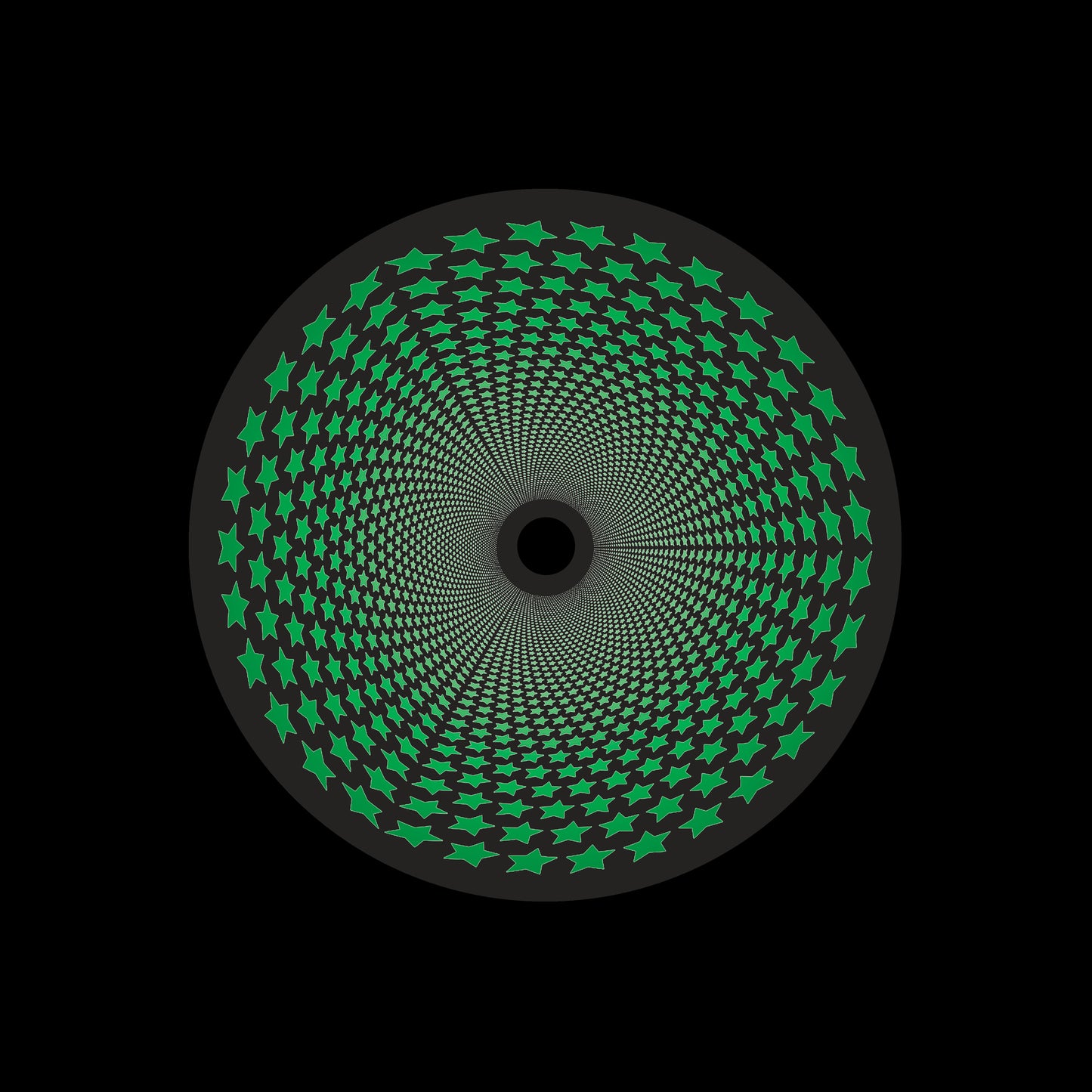 Inverse Circle Stars Vortex Green & Black 7" Jukebox, 7", 10", 12"/LP Vinyl Record Centre Labels (Pair)