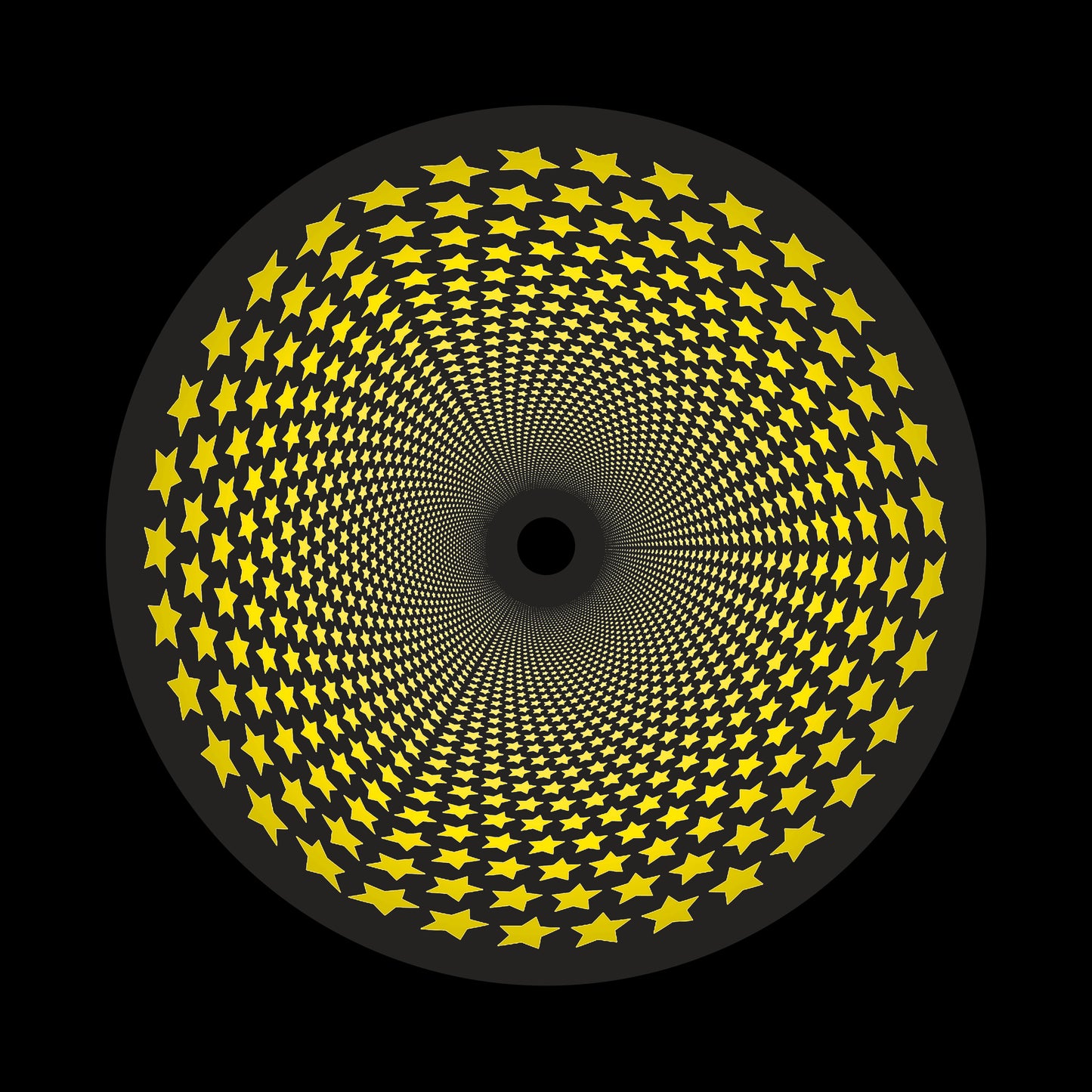 Inverse Circle Stars Vortex Yellow & Black 7" Jukebox, 7", 10", 12"/LP Vinyl Record Centre Labels (Pair)