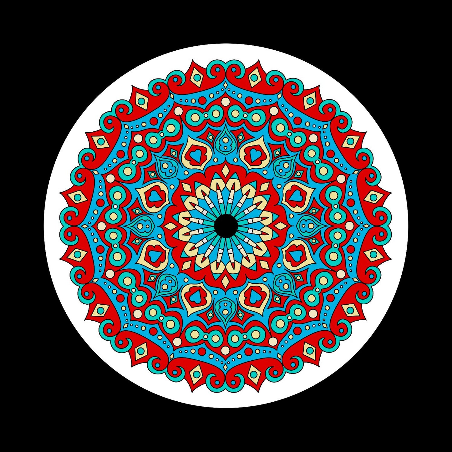 Colourful Mandala #1 of 2 Centre Labels for 10", 12" & LP Records and DVS Timecode Control Vinyl - centerlabels_uk