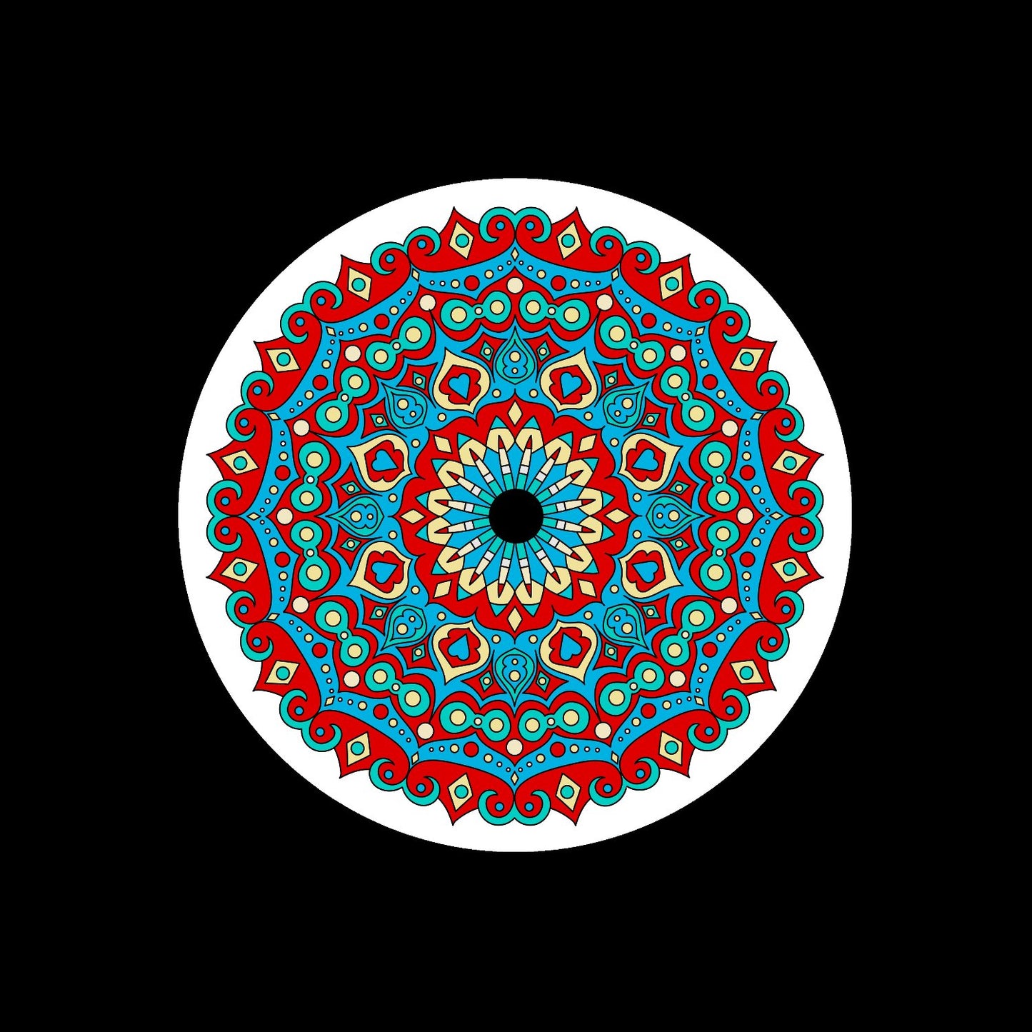 Colourful Mandala #1 of 2 Centre Labels for 7" Records and DVS Timecode Control Vinyl - centerlabels_uk