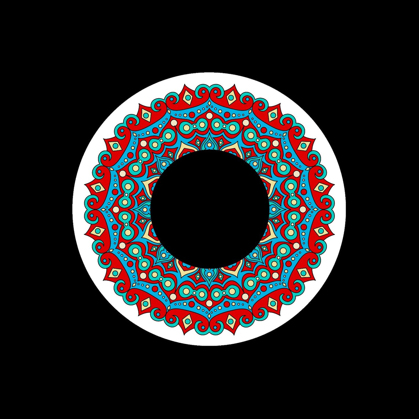 Colourful Mandala #1 of 2 Centre Labels for Jukebox Large Hole Records and DVS Timecode Control Vinyl - centerlabels_uk