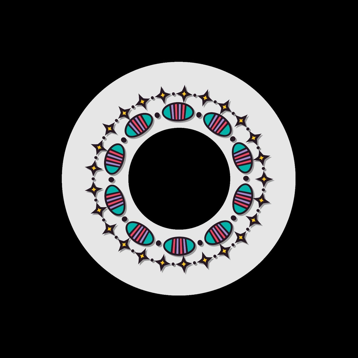 Colourful Mandala #2 of 2 Custom Promo Self-Adhesive Record Middles Centre Center Labels for Jukebox Large Hole 7" Records & DVS Timecode Control Vinyl - centerlabels_uk