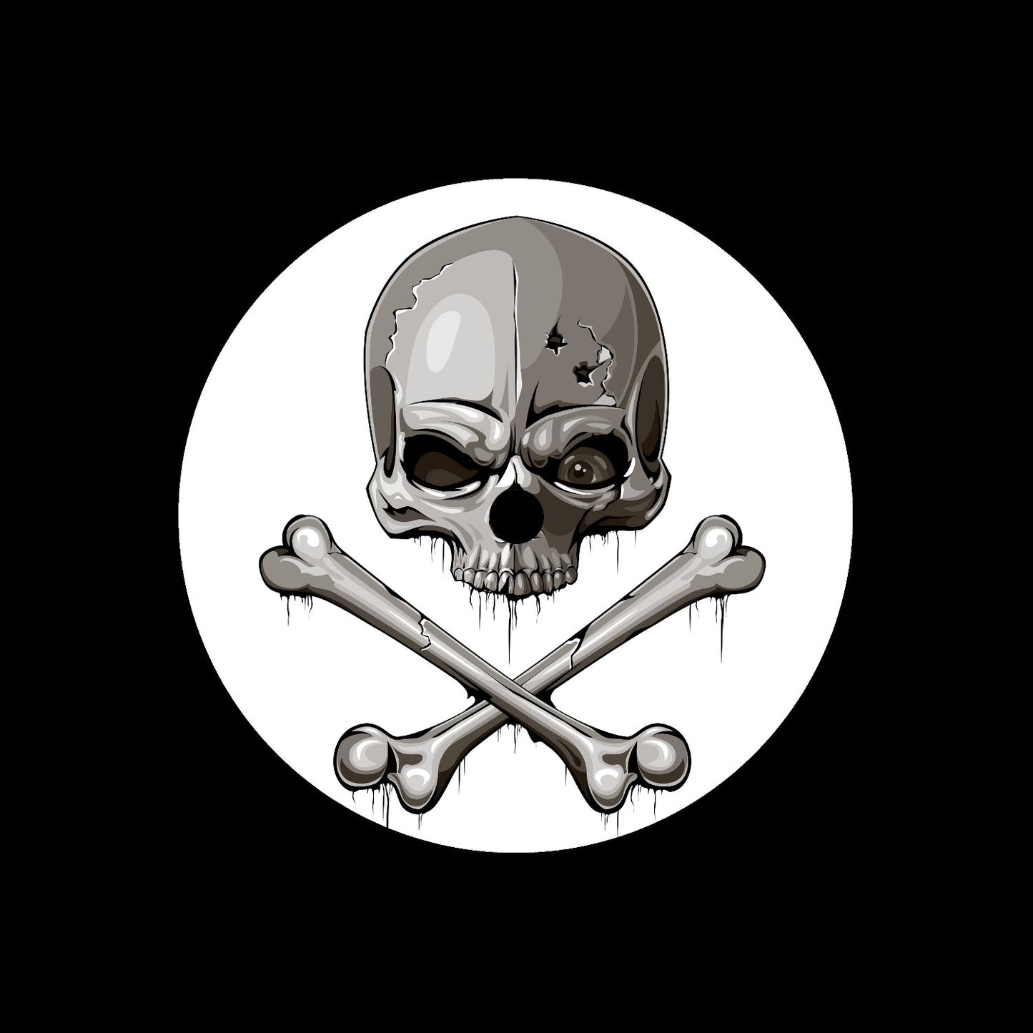 Skull & Bones Preprinted Gloss White Self-Adhesive UV Finish Record Centre Labels for 7" Vinyl - centerlabels_uk