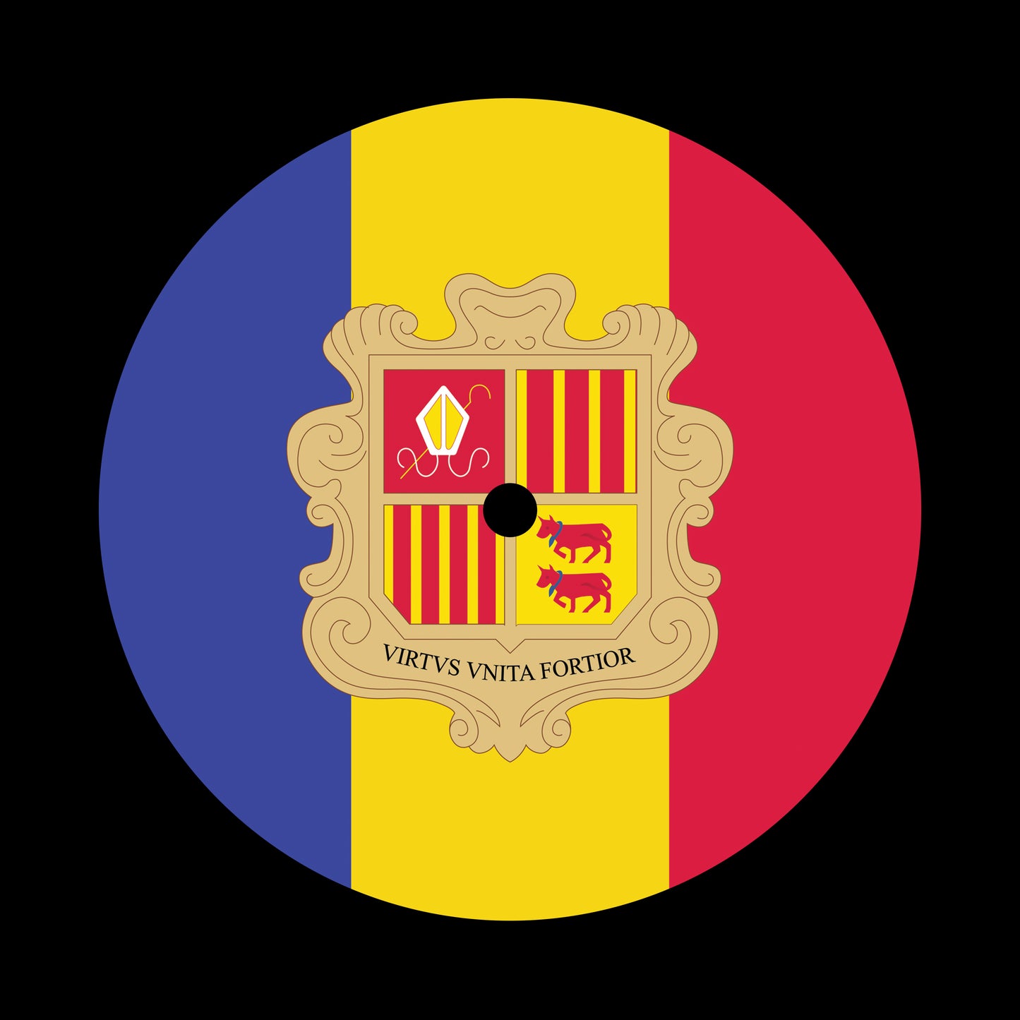 Flags of the World - Andorra Andorran 7", 10", 12"/LP Vinyl Record Centre Labels (Pair)