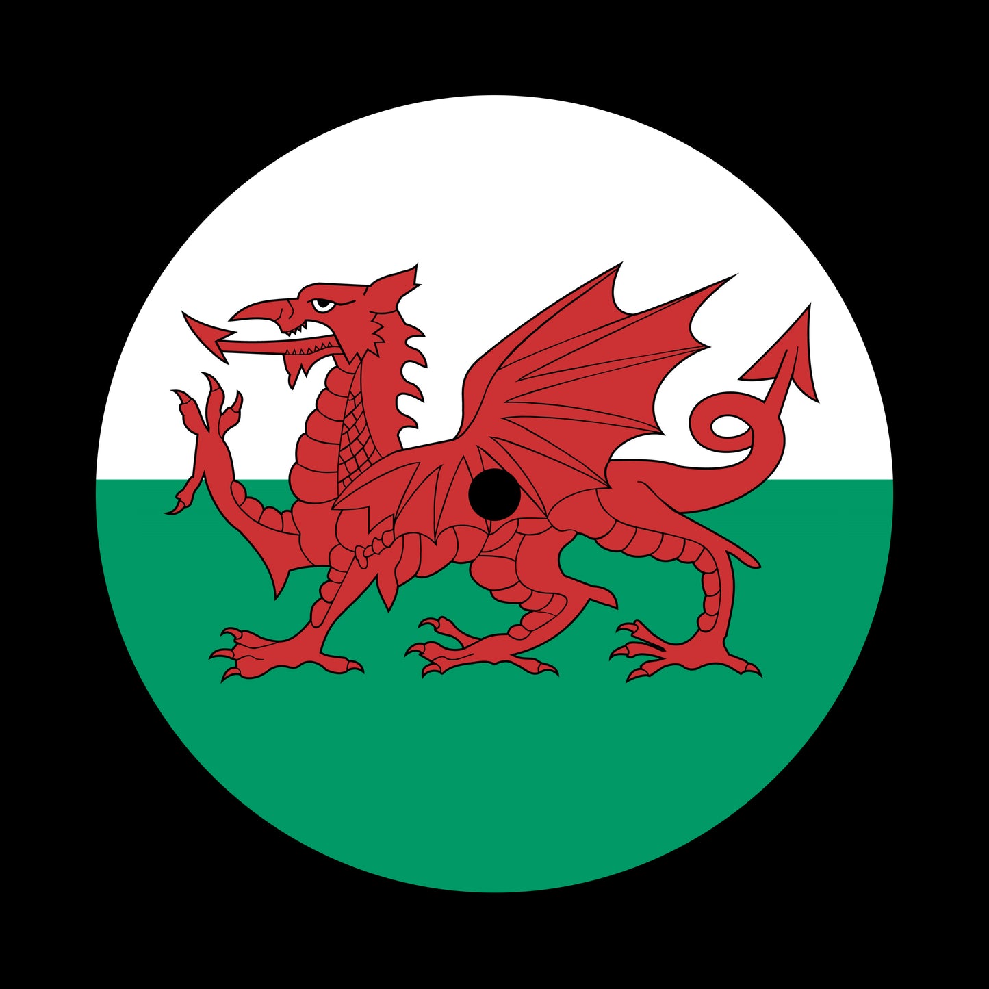 Flags of the World - Wales Welsh Dragon 7", 10", 12"/LP Vinyl Record Centre Labels (Pair)