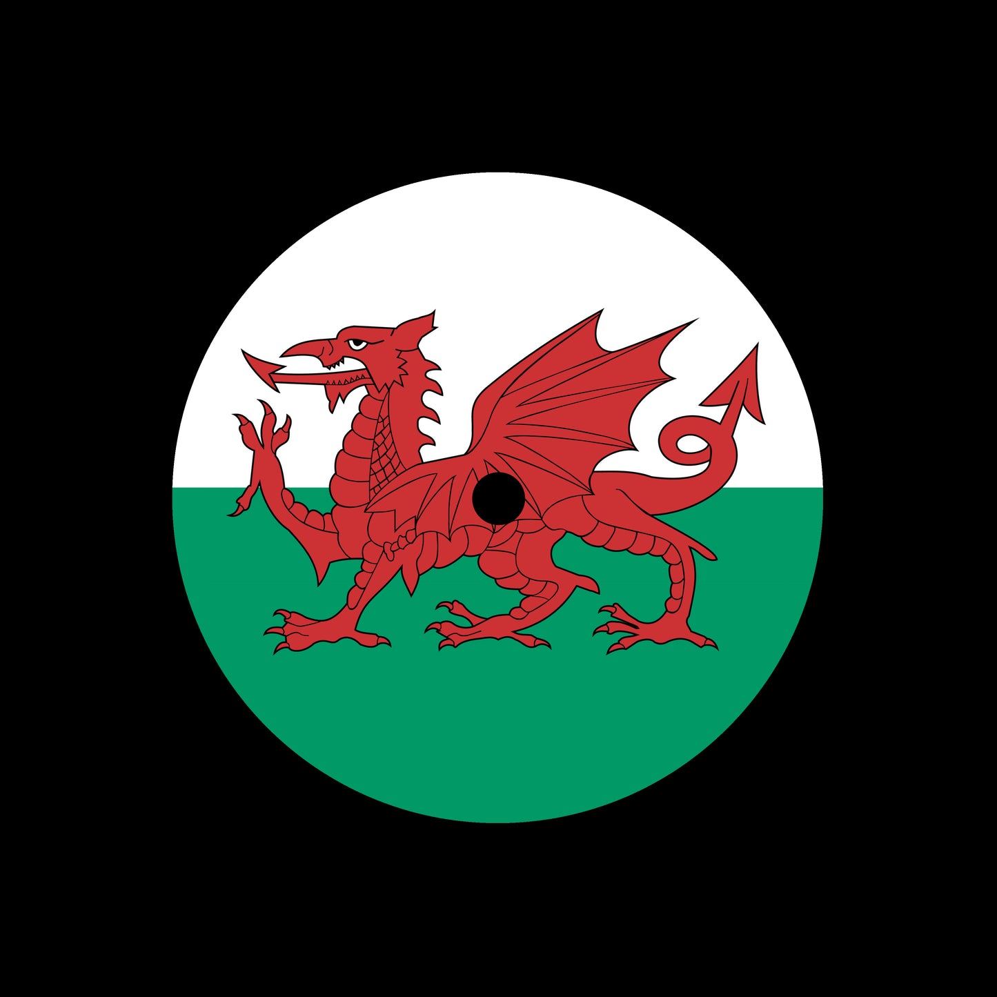 Flags of the World - Wales Welsh Dragon 7", 10", 12"/LP Vinyl Record Centre Labels (Pair)