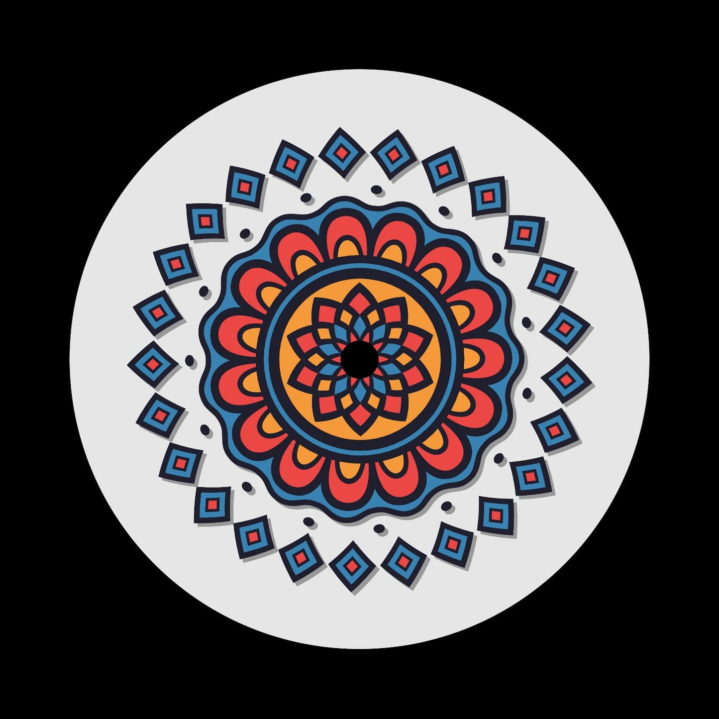 Floral Mandala Custom Gloss UV Finish Self-Adhesive Paper Record Middle Centre Center Labels for 12" Records & DVS Timecode Control Vinyl - centerlabels_uk
