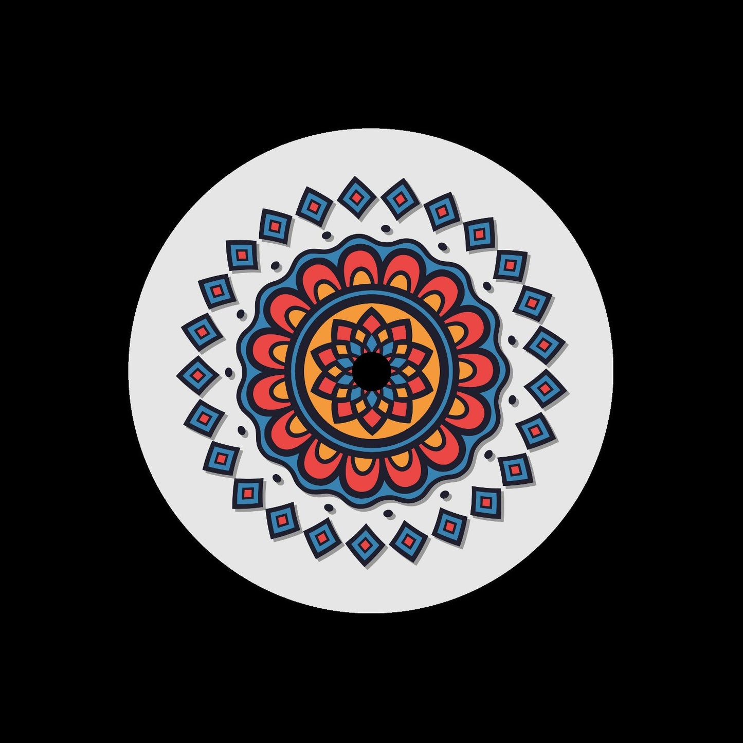 Floral Mandala Custom Gloss UV Finish Self-Adhesive Paper Record Middle Centre Center Labels for 7" Records & DVS Timecode Control Vinyl - centerlabels_uk