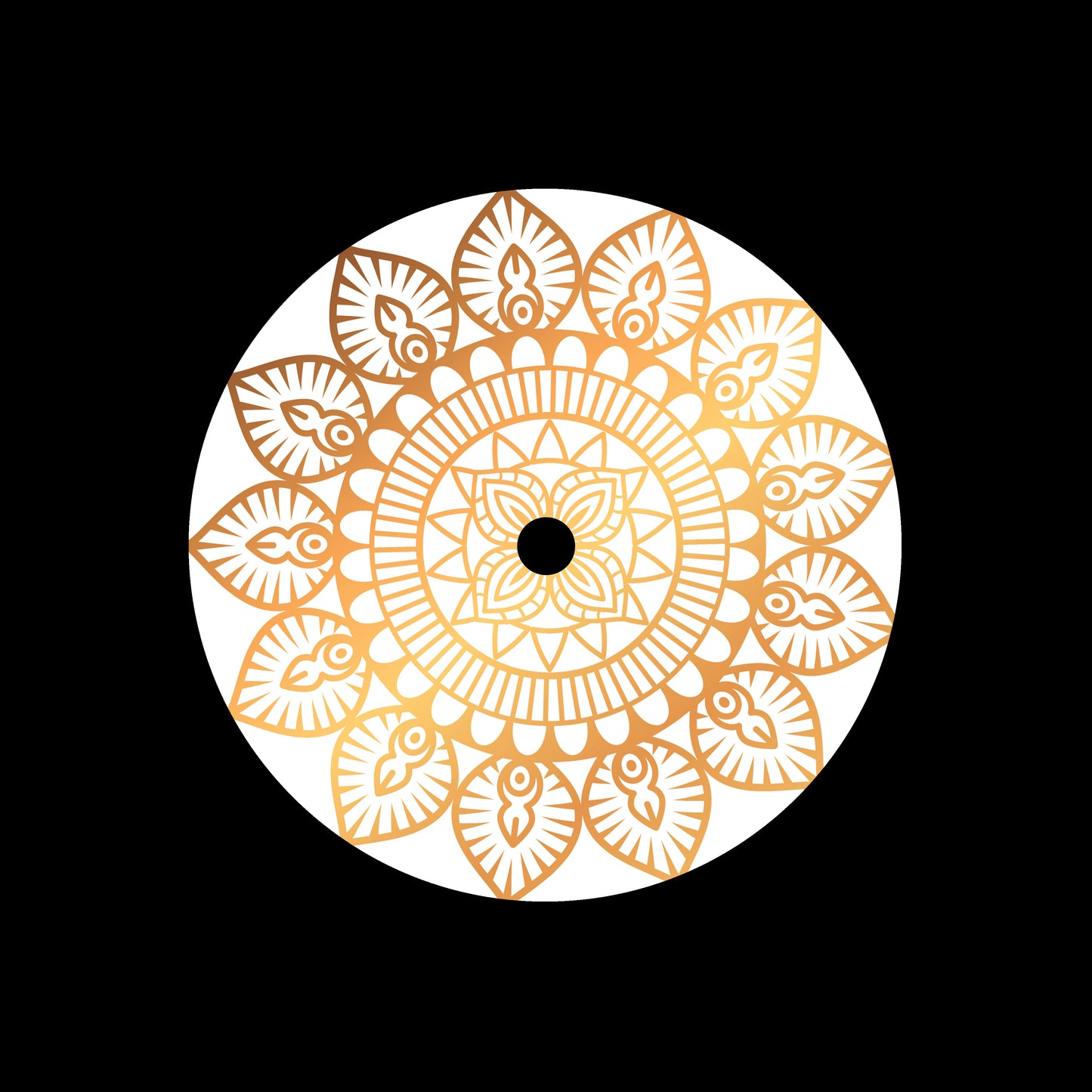 Golden Circular Mandala 7" Jukebox, 7", 10", 12"/LP Vinyl Record Centre Labels (Pair)