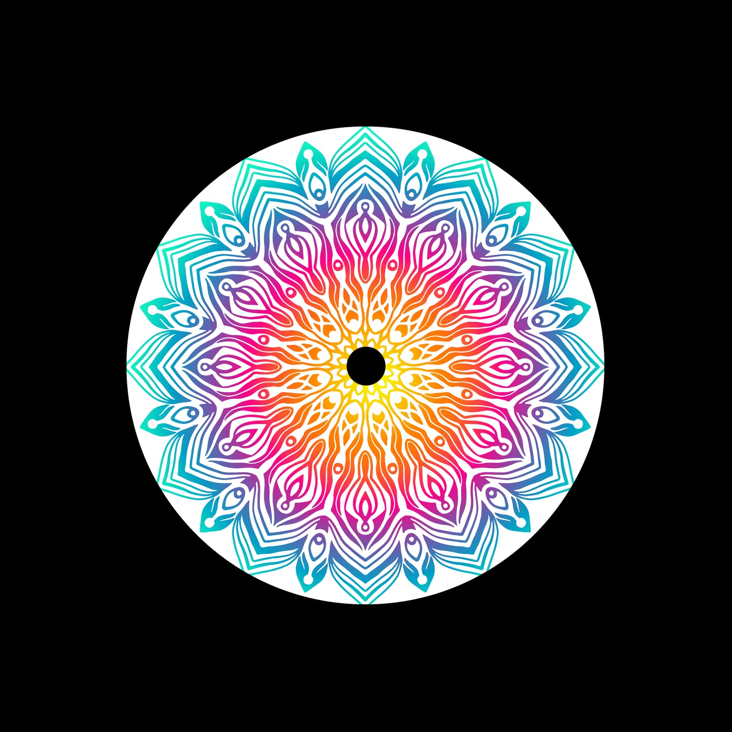 Gradient Mandala 7" Jukebox, 7", 10", 12"/LP Vinyl Record Centre Labels (Pair)