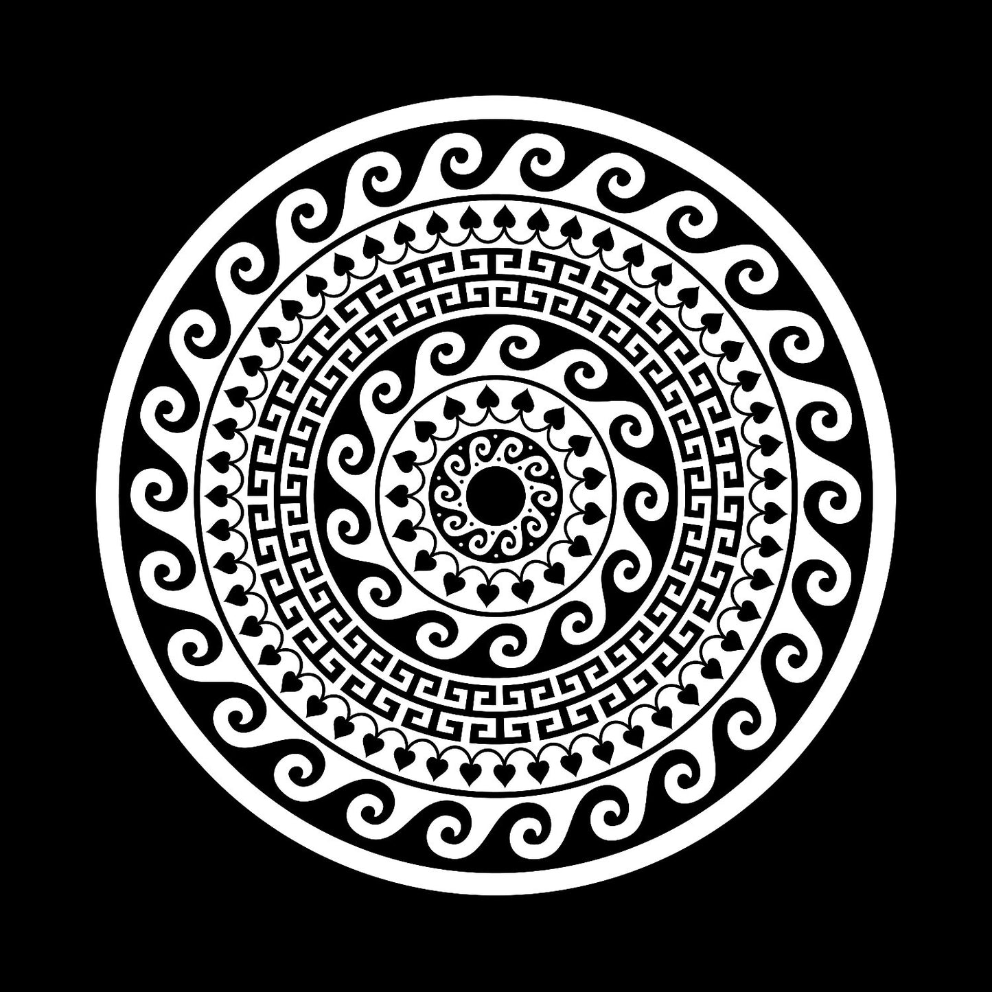 Greek Round Key Pattern Self-Adhesive Paper Gloss UV Finish Centre Center Labels for Vinyl Records - centerlabels_uk