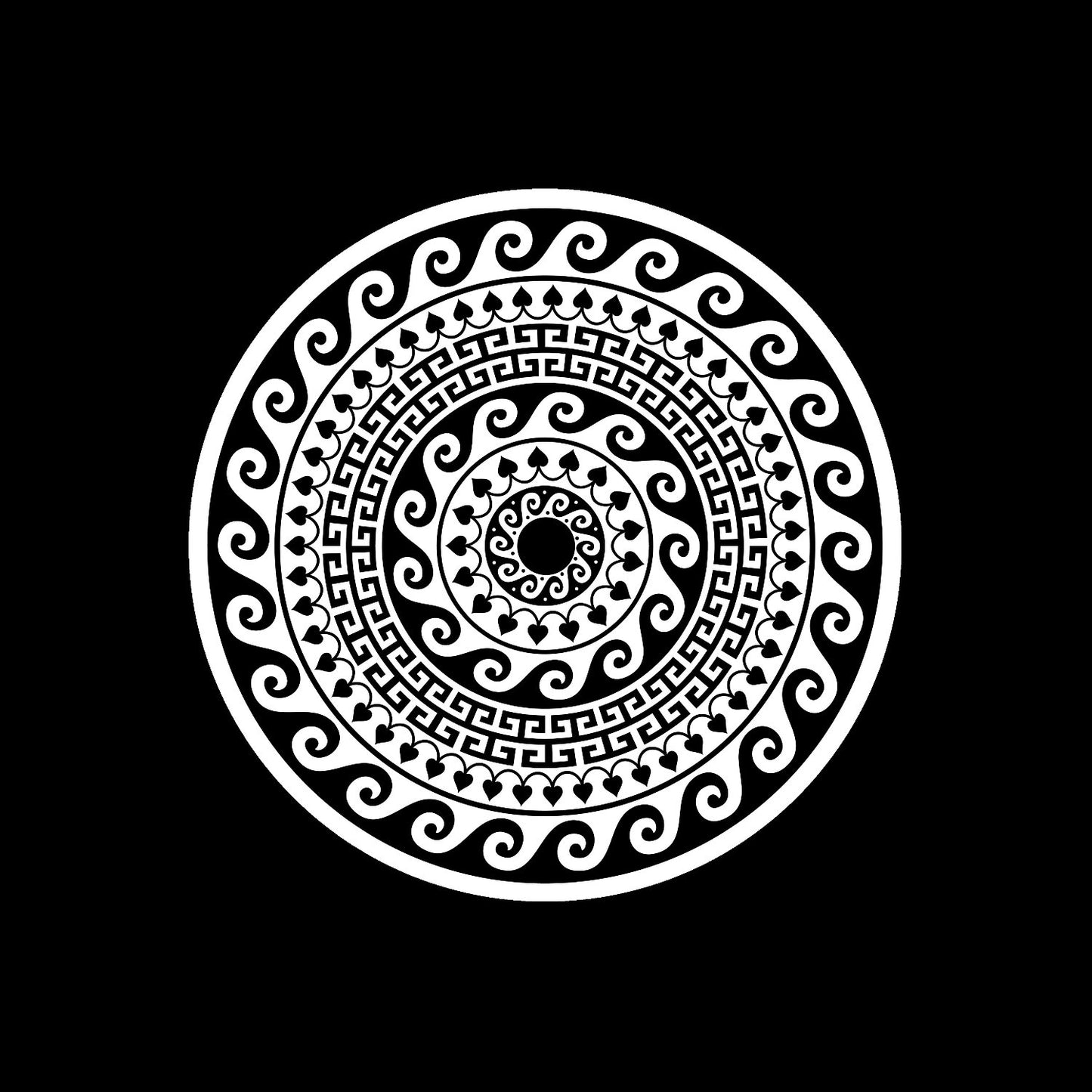 Greek Round Key Pattern Self-Adhesive Paper Gloss UV Finish Centre Center Labels for 7" Vinyl Records - centerlabels_uk