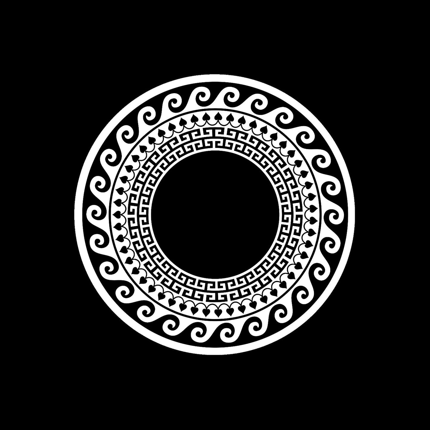 Greek Round Key Pattern Self-Adhesive Paper Gloss UV Finish Centre Center Labels for Jukebox Vinyl Records - centerlabels_uk