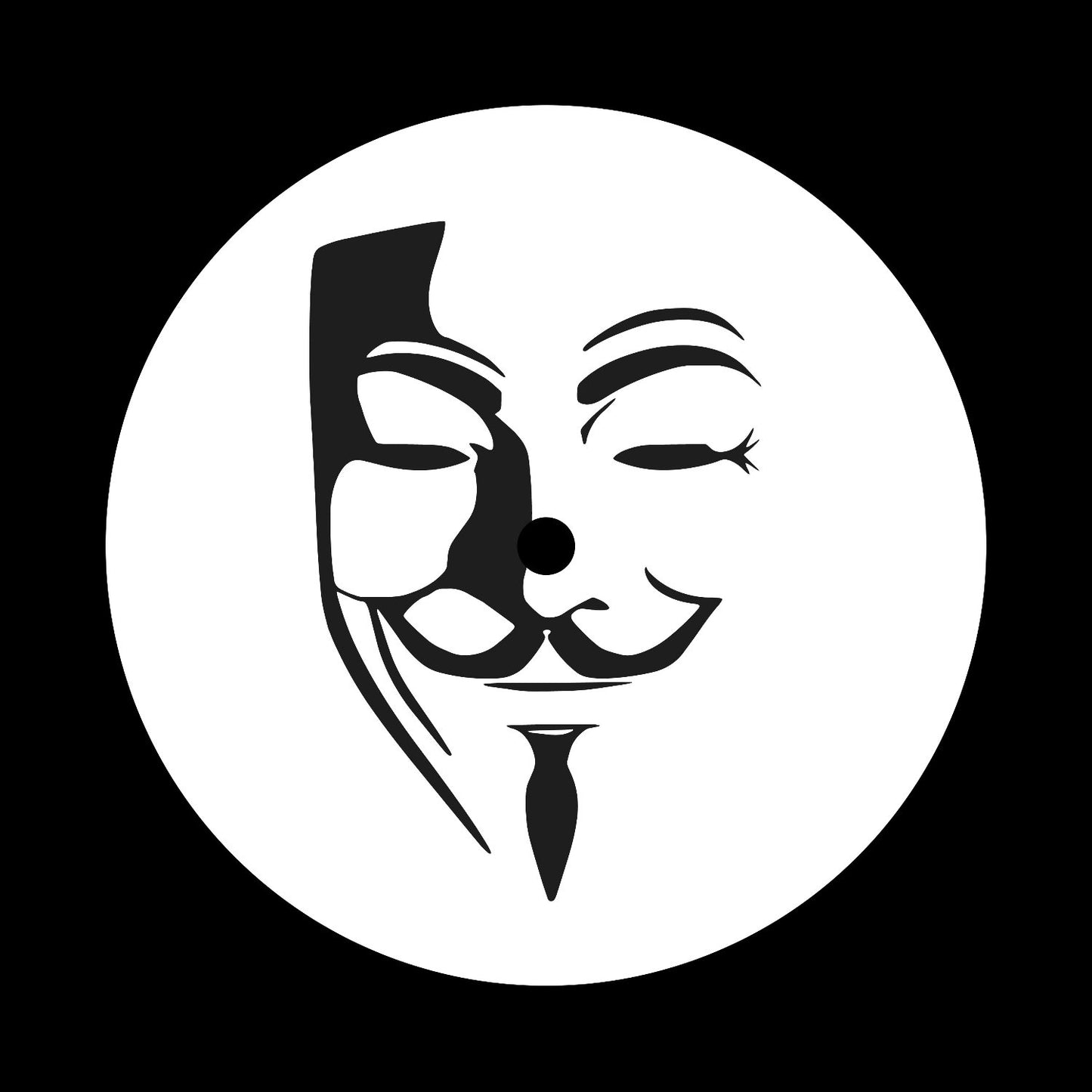 Guy Fawkes Mask Anonymous Symbol Gloss Preprinted Custom Self-Adhesive UV Finish Paper 10", 12" & LP Vinyl Record Centre Labels - centerlabels_uk