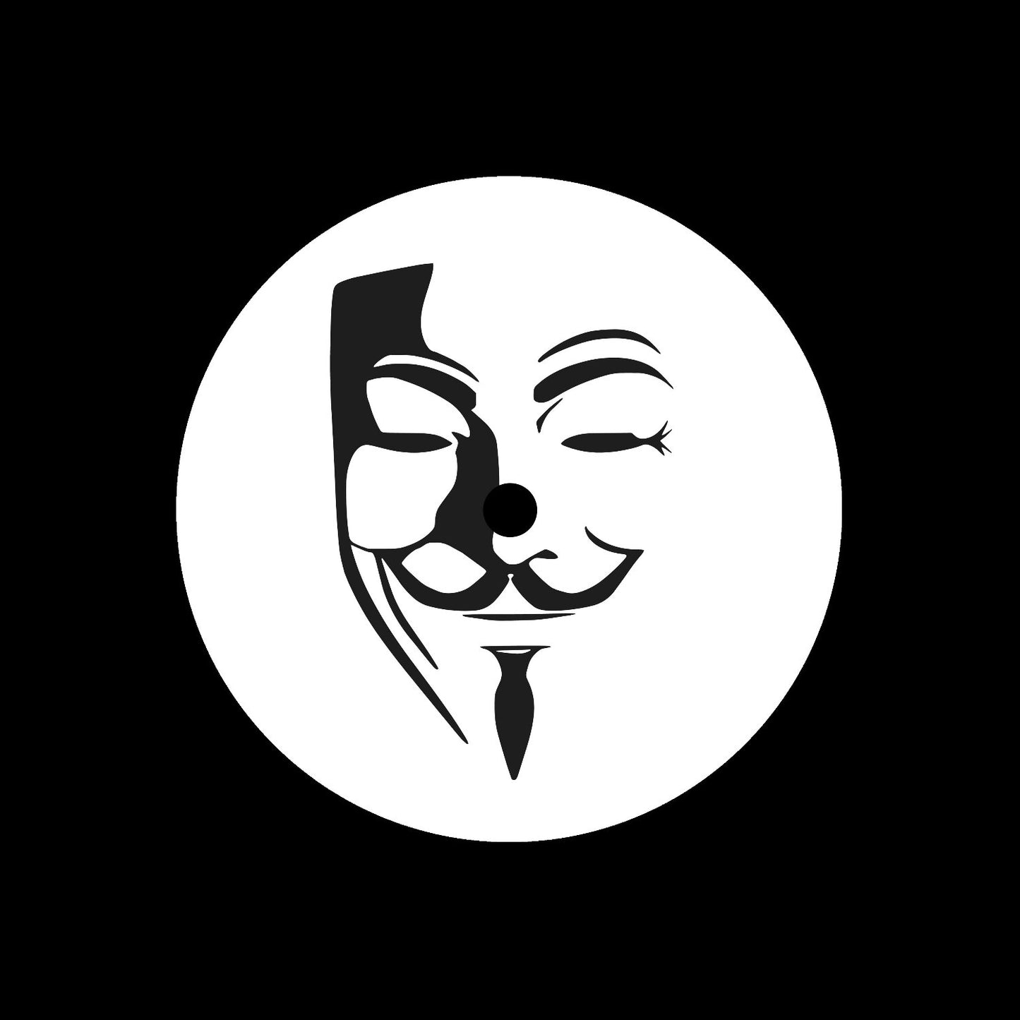 Guy Fawkes Mask Anonymous Symbol Gloss Preprinted Custom Self-Adhesive UV Finish Paper 7" Vinyl Record Centre Labels - centerlabels_uk