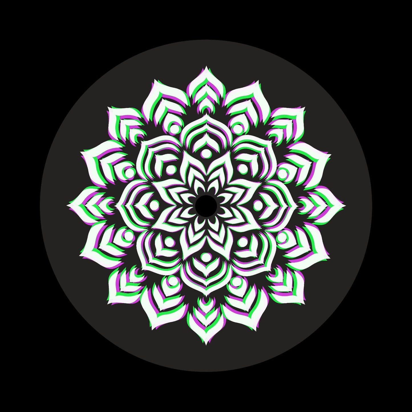Holographic Indian Lotus Flower Mandala Custom Promo Centre Center Labels for 12" Vinyl Records & DVS Timecode Vinyl - centerlabels_uk