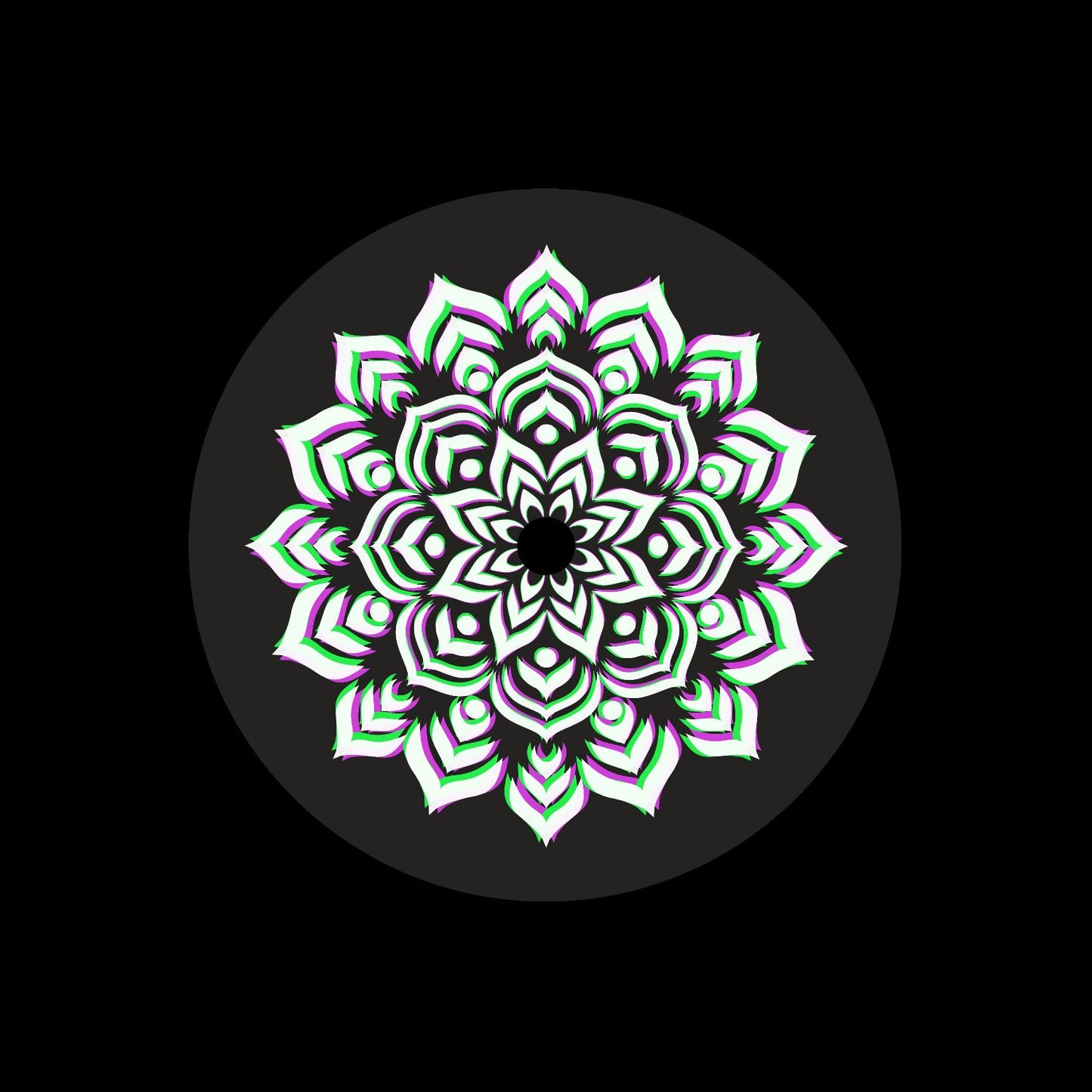 Holographic Indian Lotus Flower Mandala Custom Promo Centre Center Labels for 7" Vinyl Records & DVS Timecode Vinyl - centerlabels_uk