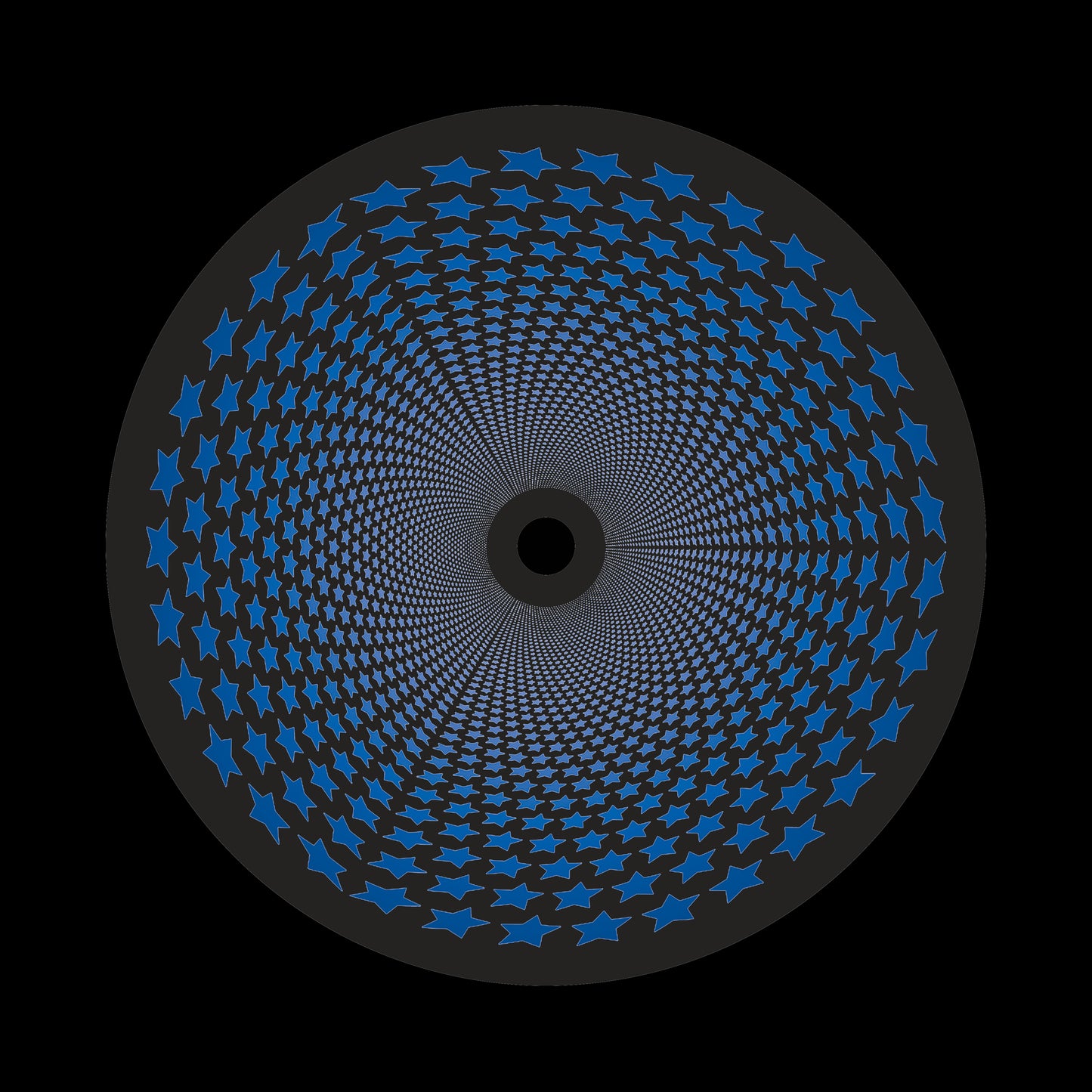 Inverse Circle Stars Vortex Blue & Black 7" Jukebox, 7", 10", 12"/LP Vinyl Record Centre Labels (Pair)