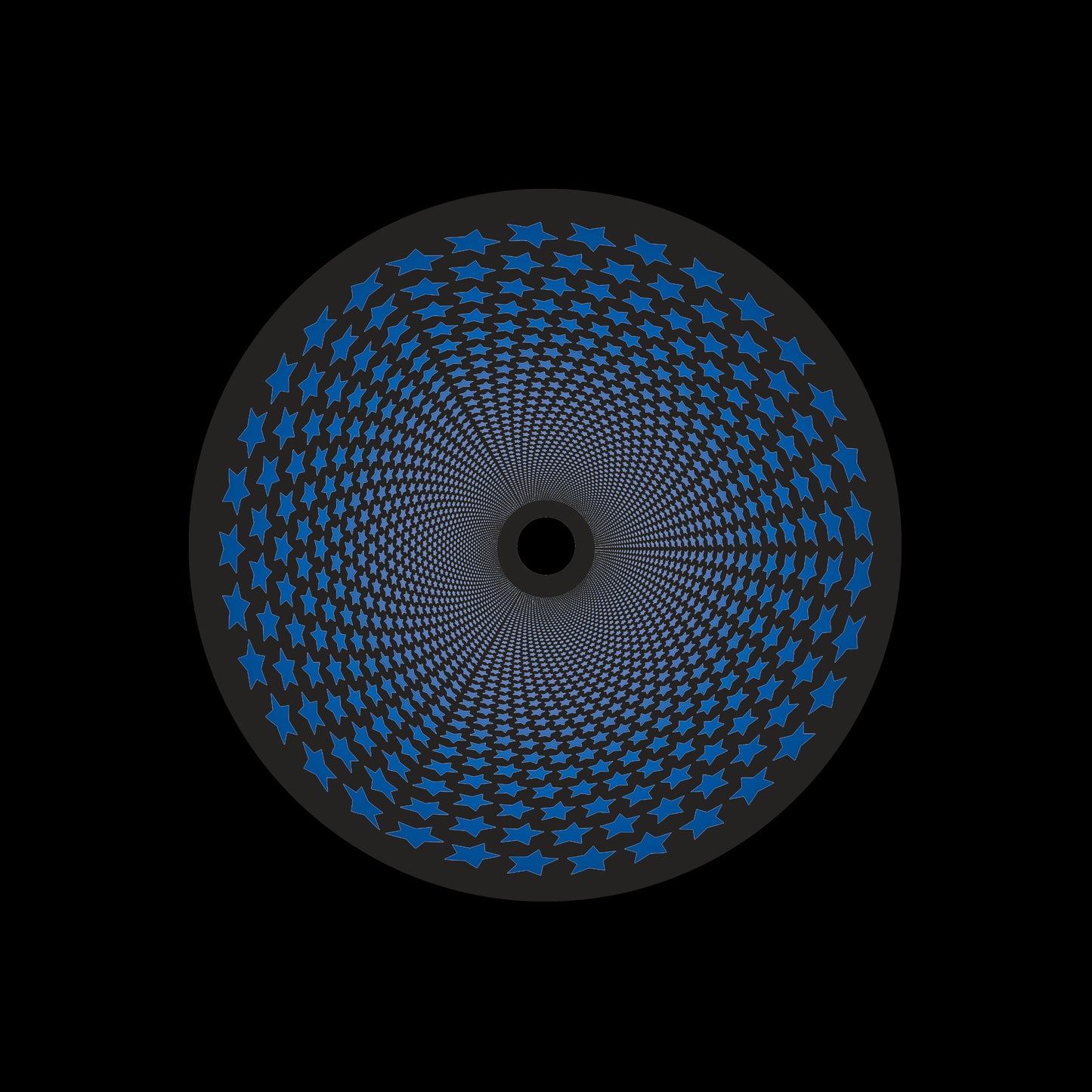 Inverse Circle Stars Vortex Blue & Black 7" Jukebox, 7", 10", 12"/LP Vinyl Record Centre Labels (Pair)