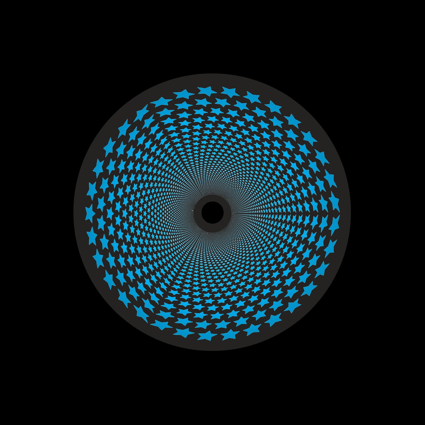Inverse Circle Stars Vortex Cyan & Black 7" Jukebox, 7", 10", 12"/LP Vinyl Record Centre Labels (Pair)