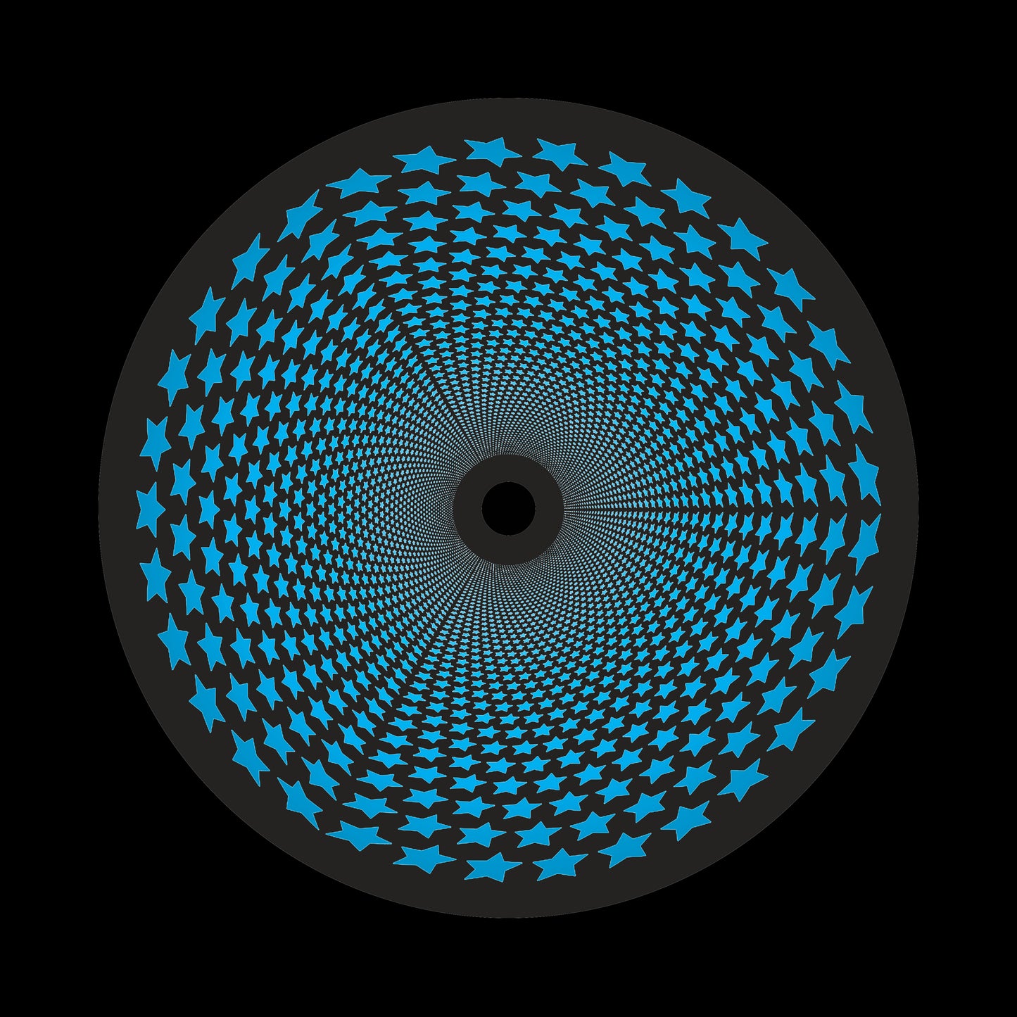 Inverse Circle Stars Vortex Cyan & Black 7" Jukebox, 7", 10", 12"/LP Vinyl Record Centre Labels (Pair)