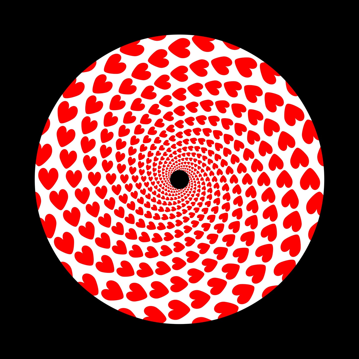 Love Hearts Spiral Red Valentine's Day 7" Jukebox, 7", 10", 12"/LP Vinyl Record Centre Labels (Pair)