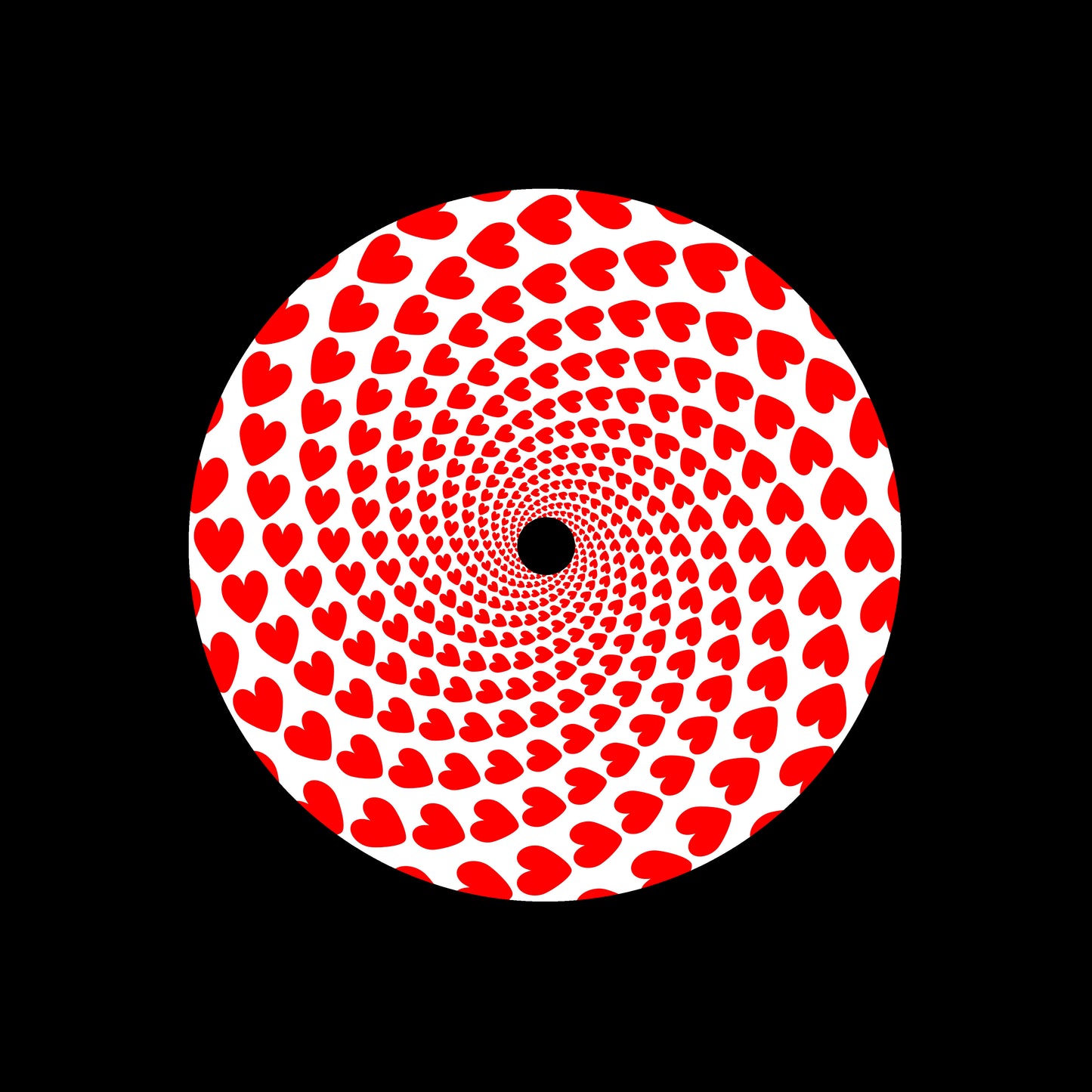 Love Hearts Spiral Red Valentine's Day 7" Jukebox, 7", 10", 12"/LP Vinyl Record Centre Labels (Pair)