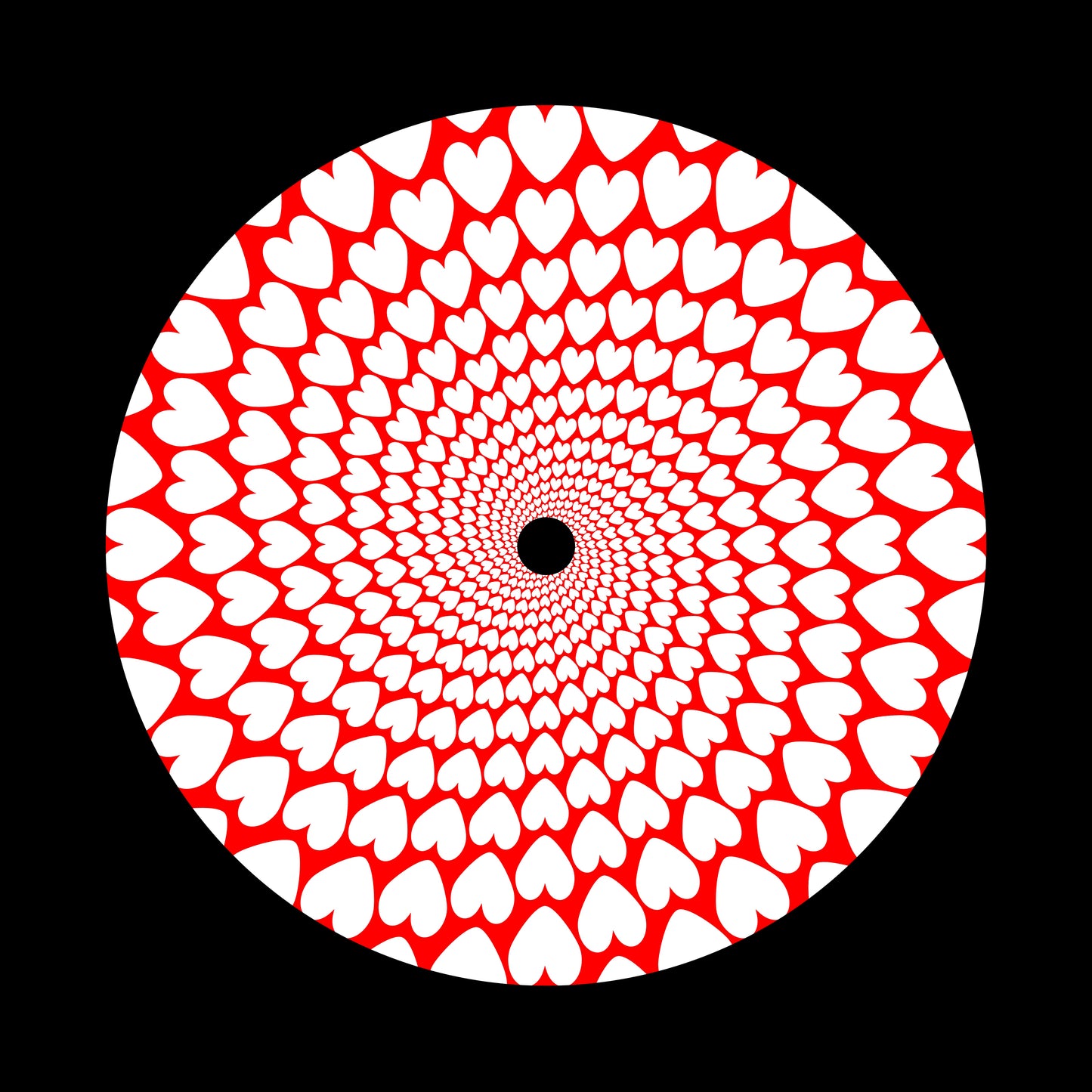 Love Hearts Spiral White Valentine's Day 7" Jukebox, 7", 10", 12"/LP Vinyl Record Centre Labels (Pair)