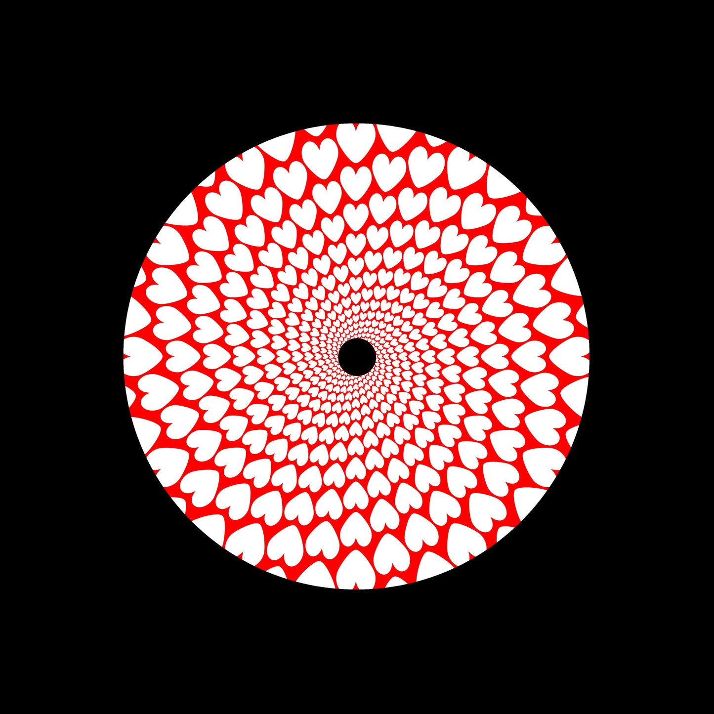 Love Hearts Spiral White Valentine's Day 7" Jukebox, 7", 10", 12"/LP Vinyl Record Centre Labels (Pair)