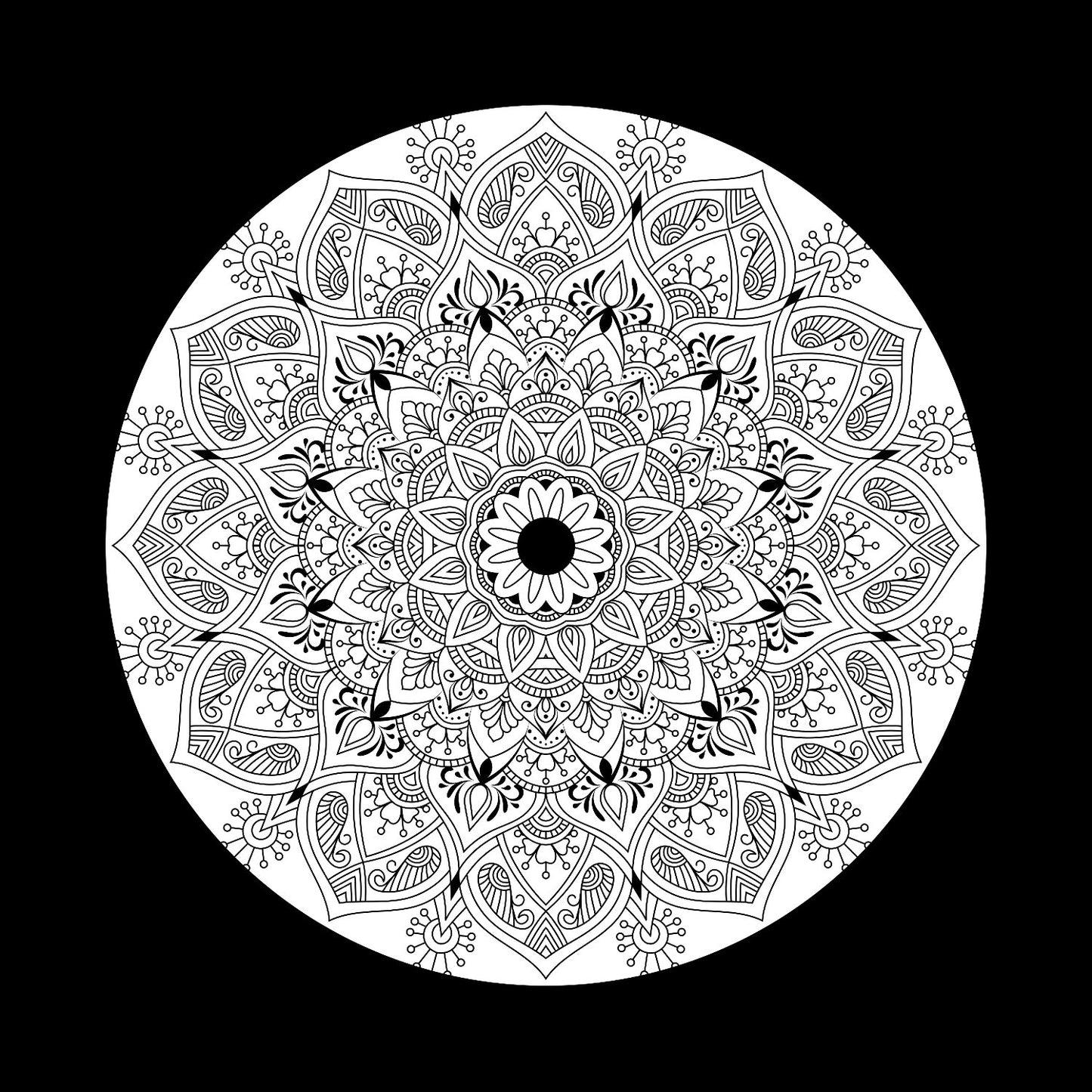 Luxury Ornamental Decorative Mandala Design #3 of 3 Self-Adhesive Custom Promo Record Middle Centre Center Labels for 12" Records & DVS Timecode Control Vinyl - centerlabels_uk