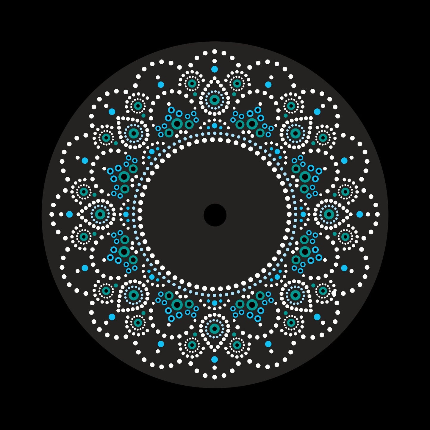 Mandala Aboriginal Dot Painting Tribal Pattern Custom Preprinted Centre Center Labels for Records & Timecode Control Vinyl - centerlabels_uk