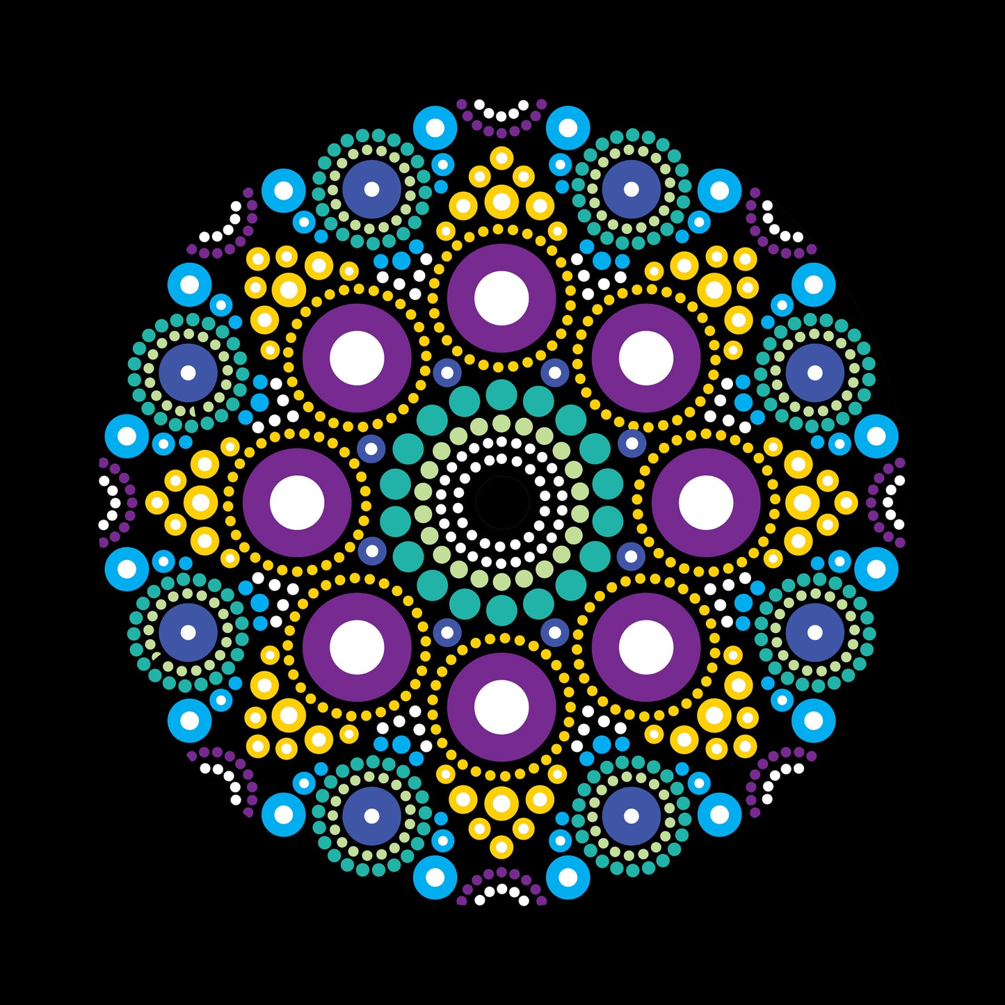 Mandala Art Australian Dot Painting Design 7" Jukebox, 7", 10", 12"/LP Vinyl Record Centre Labels (Pair)