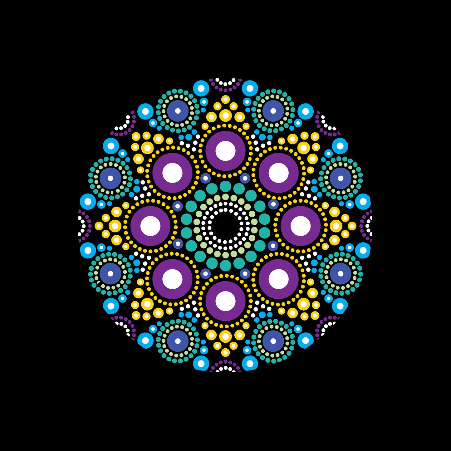 Mandala Art Australian Dot Painting Design 7" Jukebox, 7", 10", 12"/LP Vinyl Record Centre Labels (Pair)