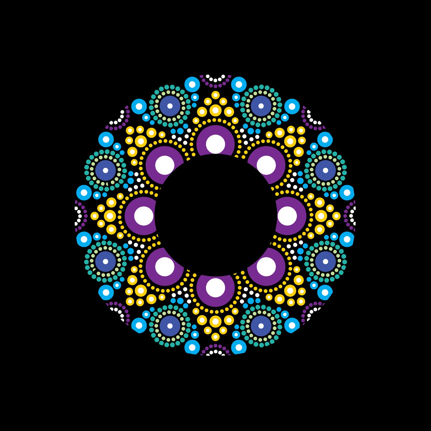 Mandala Art Australian Dot Painting Design 7" Jukebox, 7", 10", 12"/LP Vinyl Record Centre Labels (Pair)