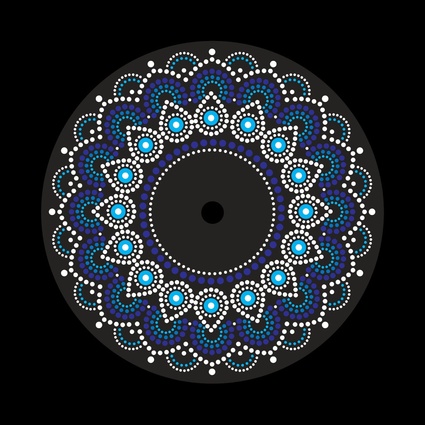 Mandala Dot Painting Aboriginal Style Custom Sticky Centre Center Labels for 10" & 12" Records & DVS Timecode Vinyl - centerlabels_uk
