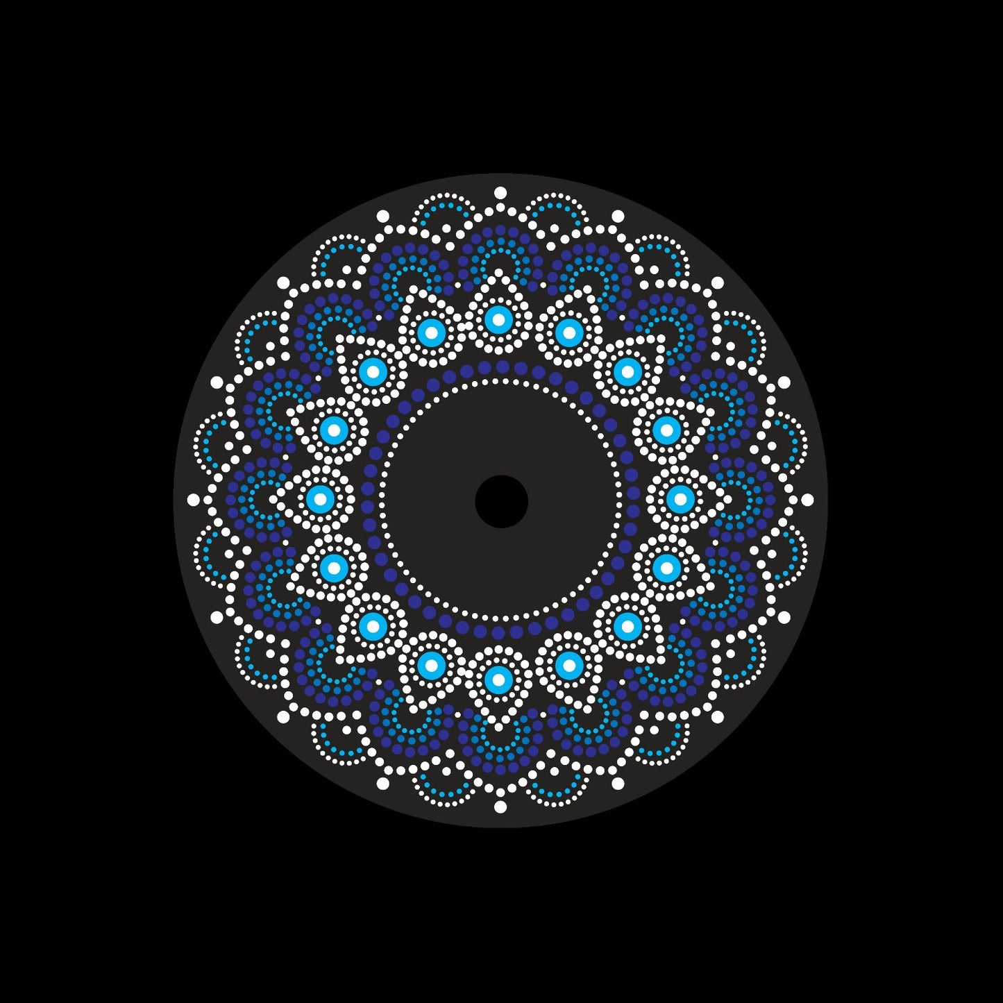 Mandala Dot Painting Aboriginal Style Custom Sticky Centre Center Labels for 7" Records & DVS Timecode Vinyl - centerlabels_uk