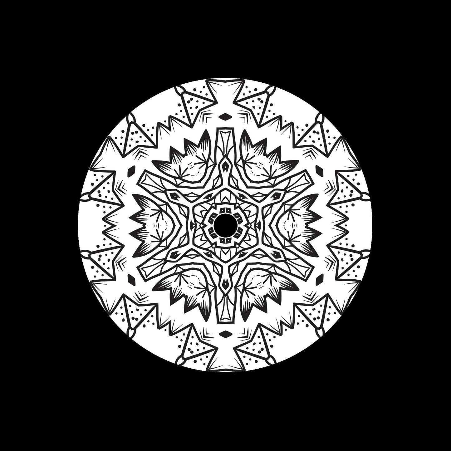 Mandala Ornament Round Geometric Circle #10 of 24 Self-Adhesive Paper Labels for 7" Records & DVS Timecode Vinyl - centerlabels_uk