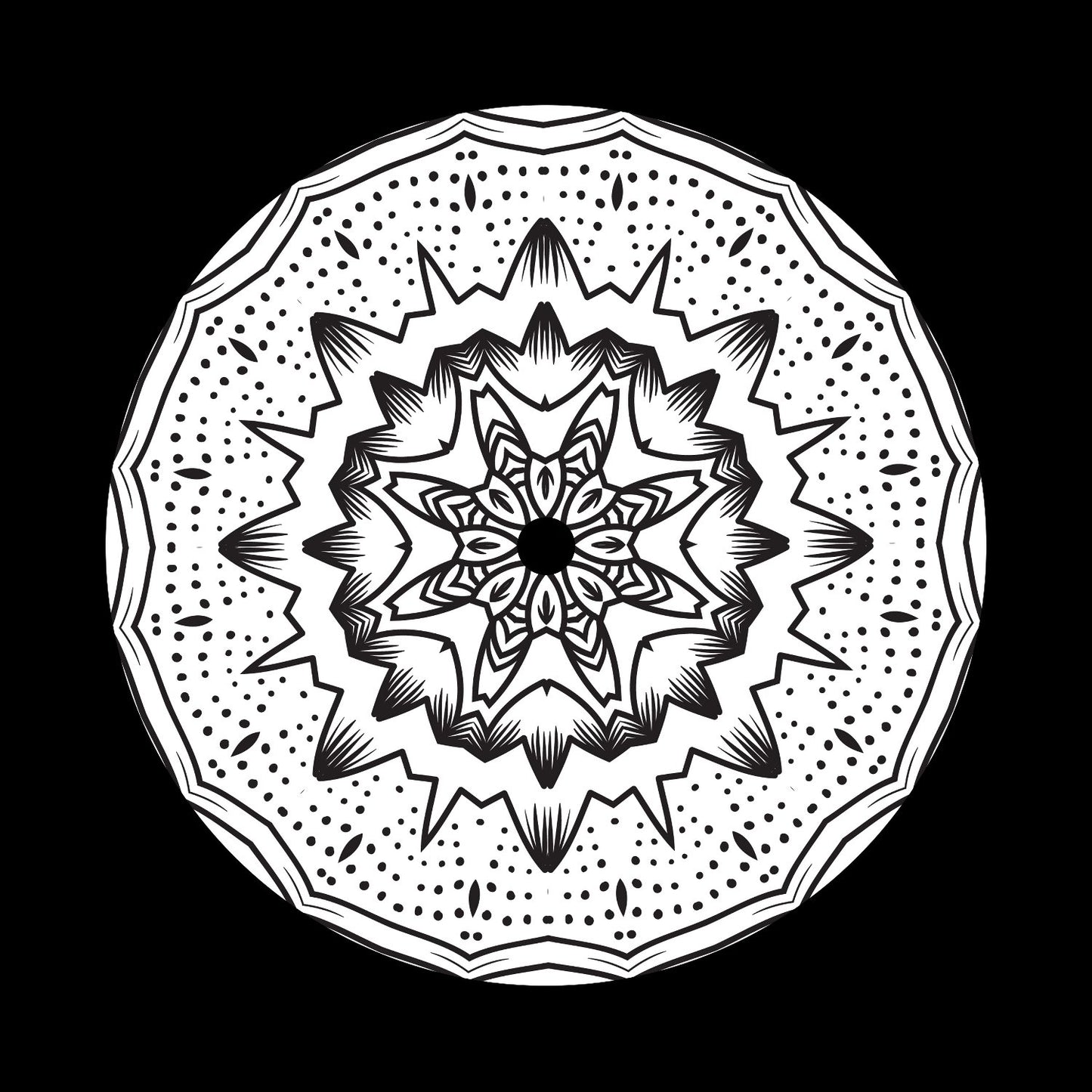 Mandala Ornament Round Geometric Circle #13 of 24 Self-Adhesive Paper Labels for 10" & 12" Records & DVS Timecode Vinyl - centerlabels_uk