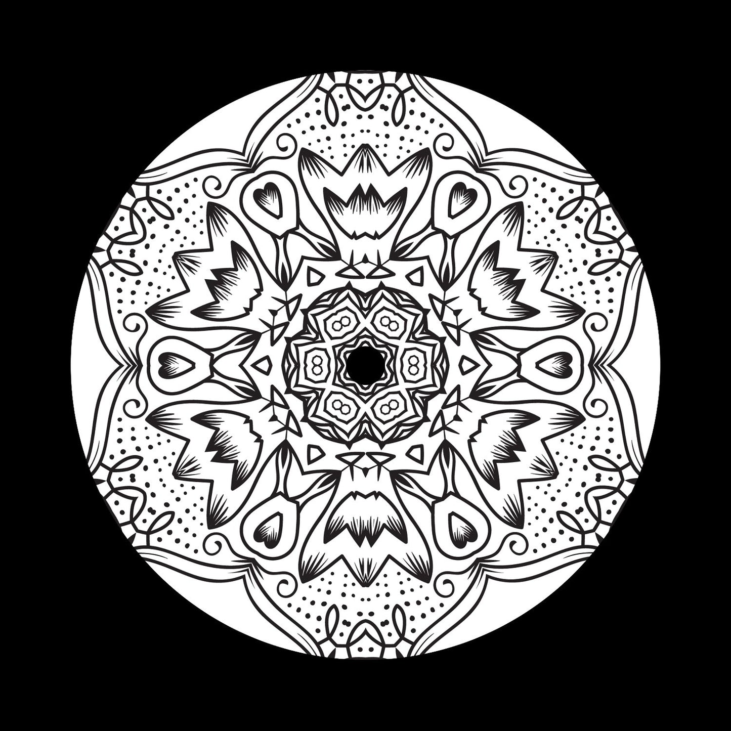 Mandala Ornament Round Geometric Circle #4 of 24 Self-Adhesive Paper Labels for 10" & 12" Records & DVS Timecode Vinyl - centerlabels_uk